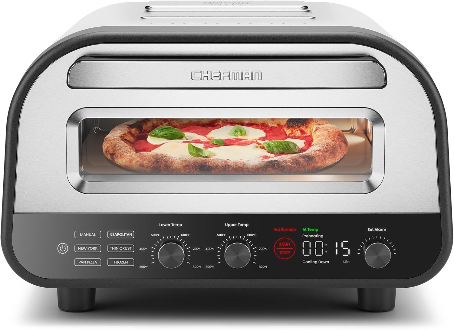 Chefman Home Slice Indoor Electric Pizza Oven – 12 cubic inches – Stainless Steel – Countertop Pizza Ovens