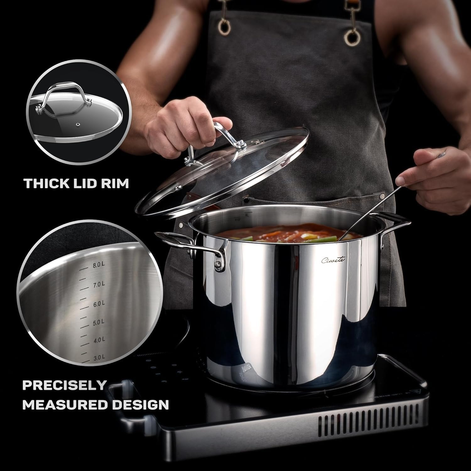 UUDULY 11-Piece Tri-Ply Stainless Steel Induction Cookware Set – Sliver – Cookware Sets