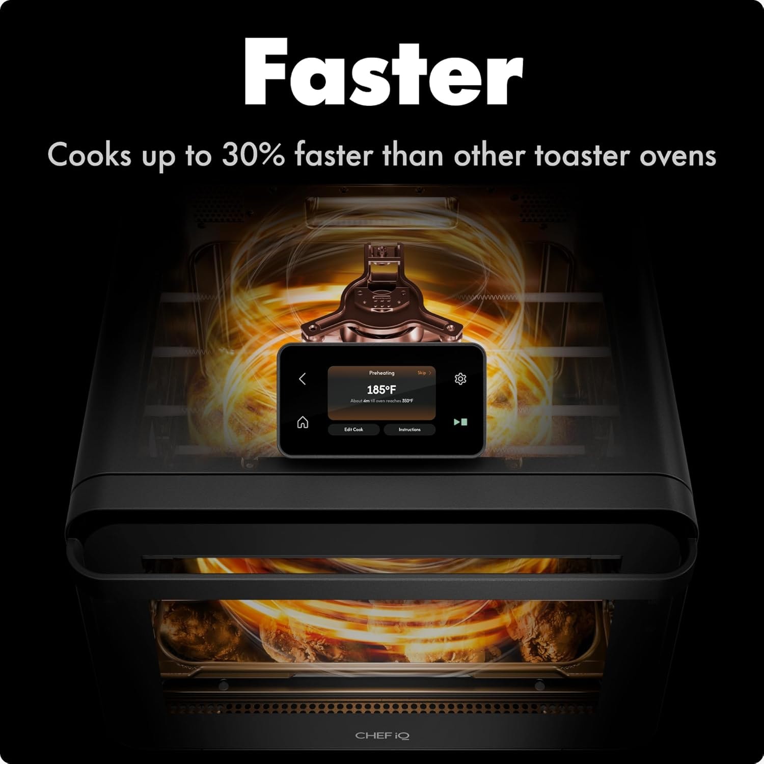 CHEF iQ MiniOven Smart Toaster Oven Air Fryer Combo – 25 quarts – Black – Convection Ovens