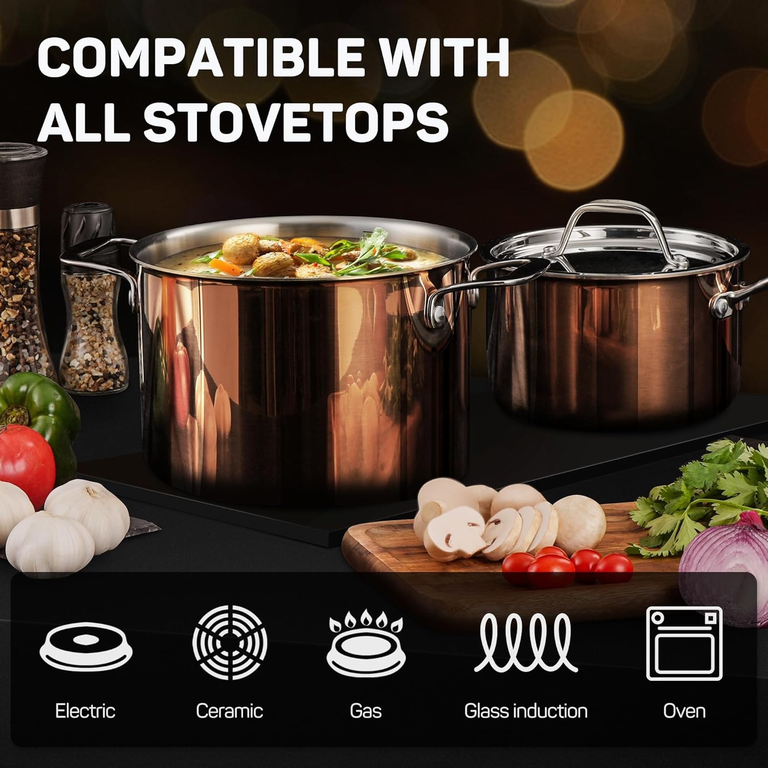 Revere Gourmet 6-Piece Tri-Ply Copper Cookware Set with Stainless Stee – Cookware Sets