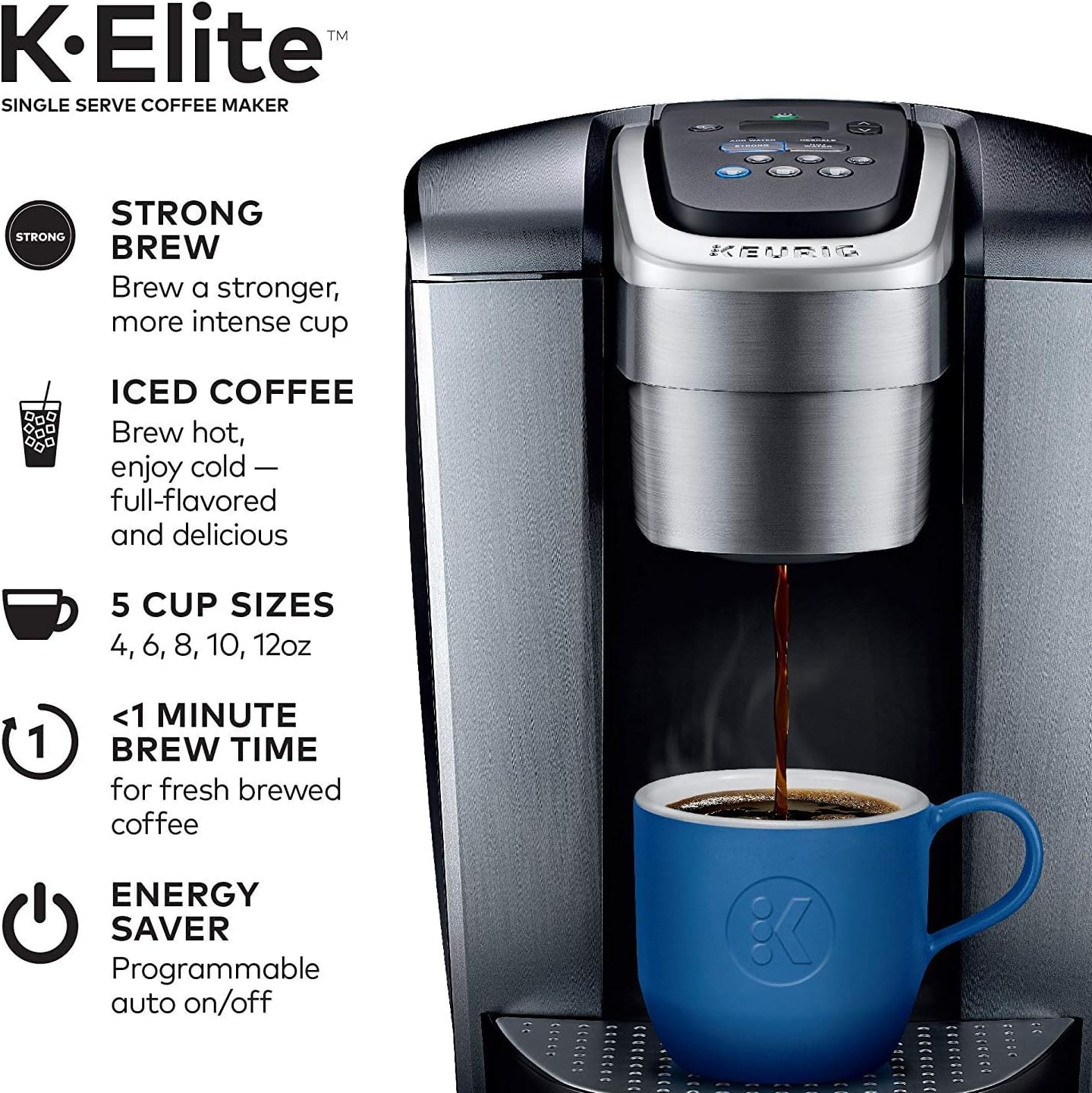 Keurig K-1550 Single Serve Coffee Maker Bundle – Brushed Silver – Single-Serve Brewers