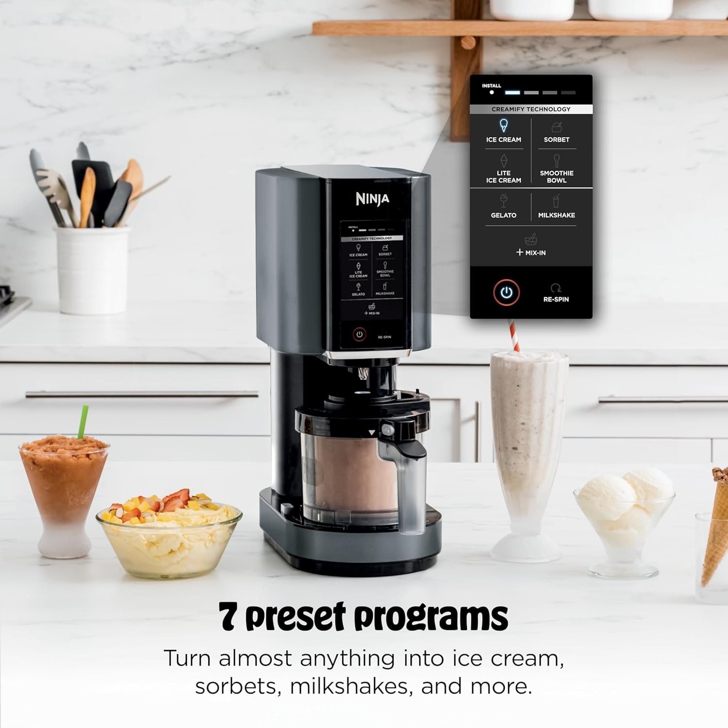 Creami Ice Cream Maker | 7-in-1 - Icecream, Gelato, Sorbet, – Black – Ice Cream Machines