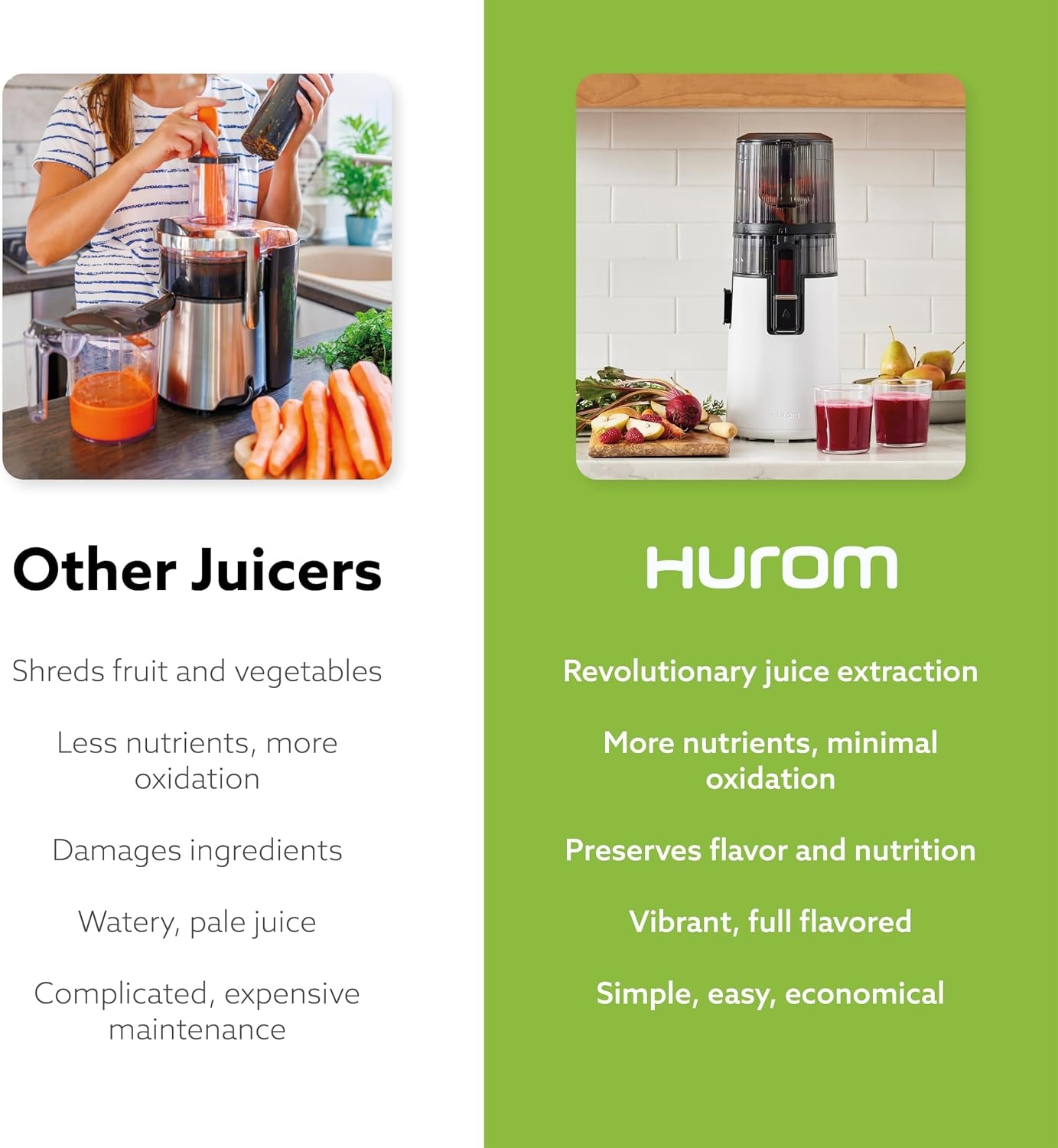 Hurom H70 Cold Press Juicer Machine, Easy To Clean Masticating Slow – Black – Single Auger Masticating Juicers