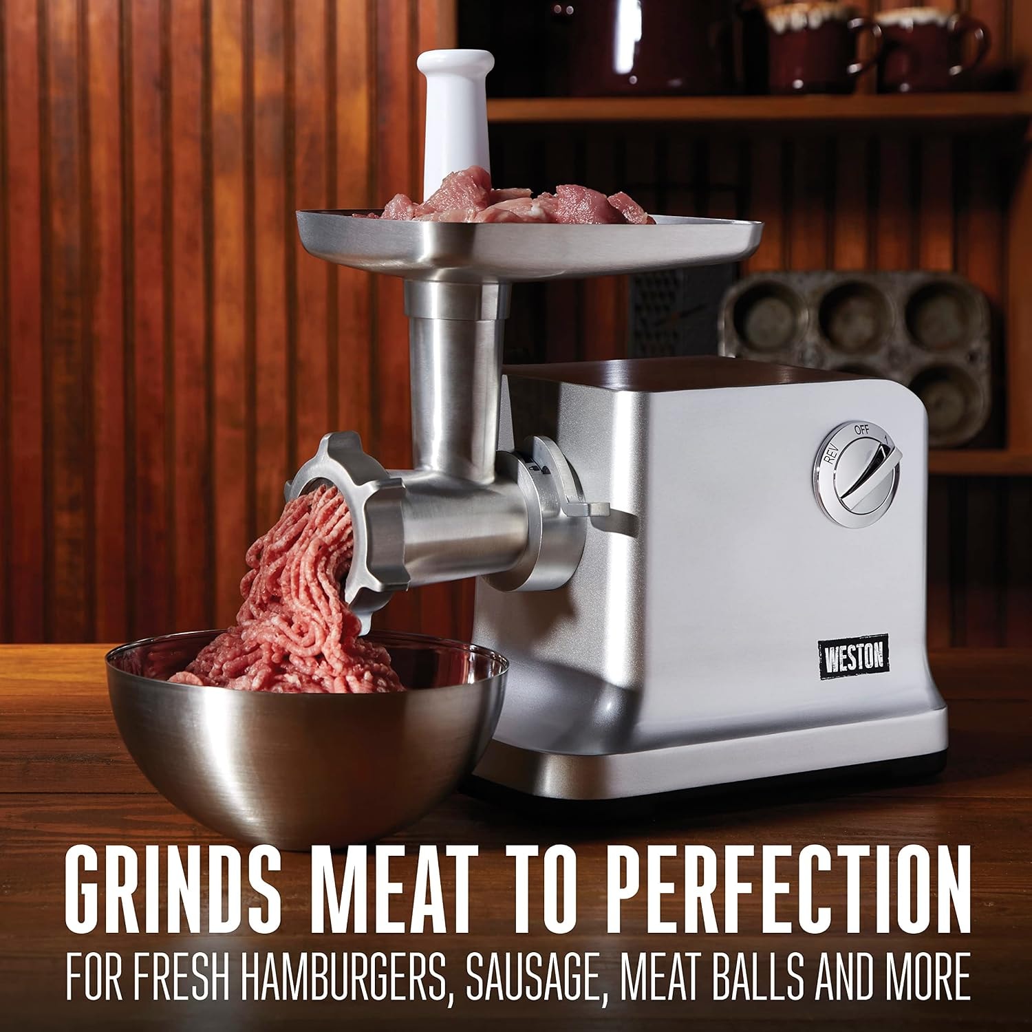 Weston Electric Meat Grinder Sausage Stuffer #12 – Silver – Meat Grinders