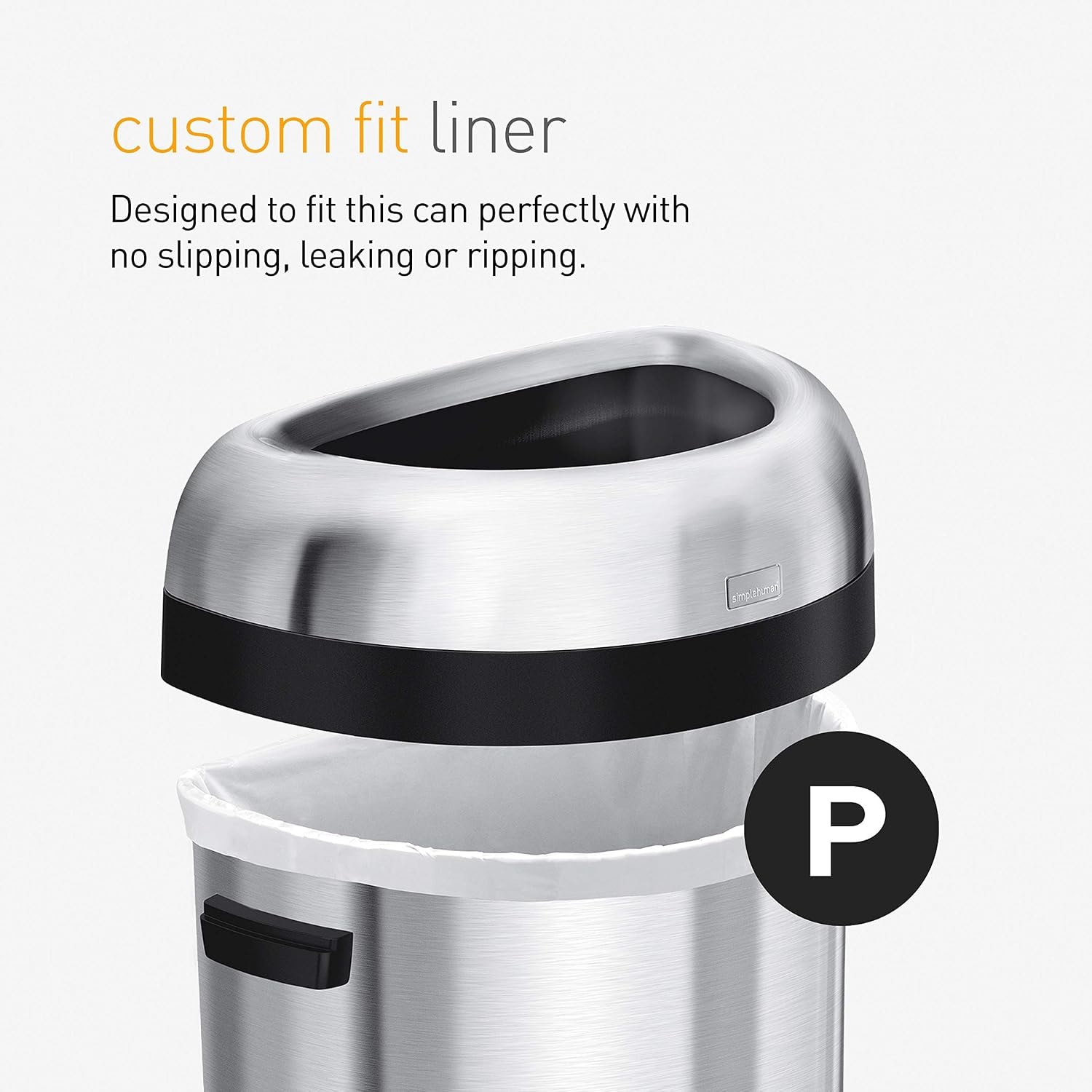 simplehuman Semi-Round Open Trash Can – 60 liters – Brushed – Trash Cans