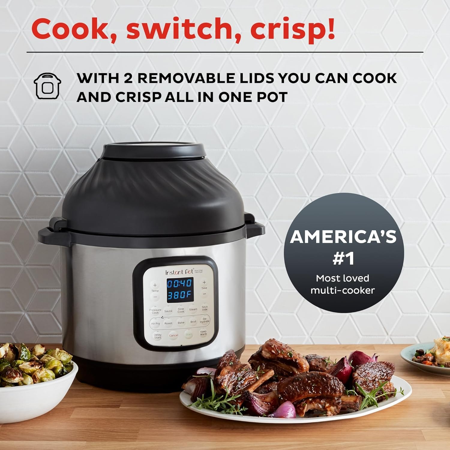 Instant Pot Duo Crisp Air Fryer and Electric Pressure Cooker Combo – 8 quarts – Black/Stainless Steel – Electric Pressure Cookers
