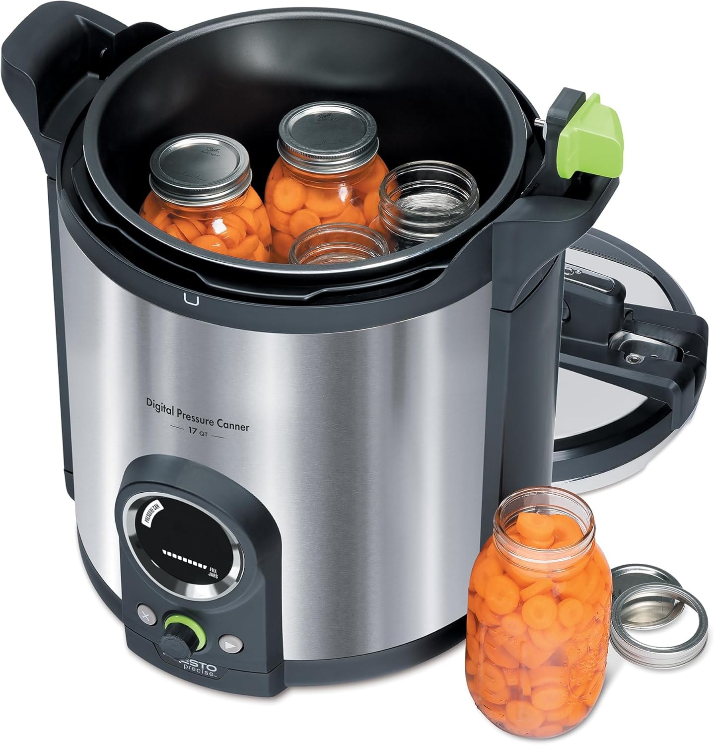 PRESTO 02152 17-Quart Digital Pressure Canner Safety Features & Recipe – 17 quarts – Stainless Steel – Canning