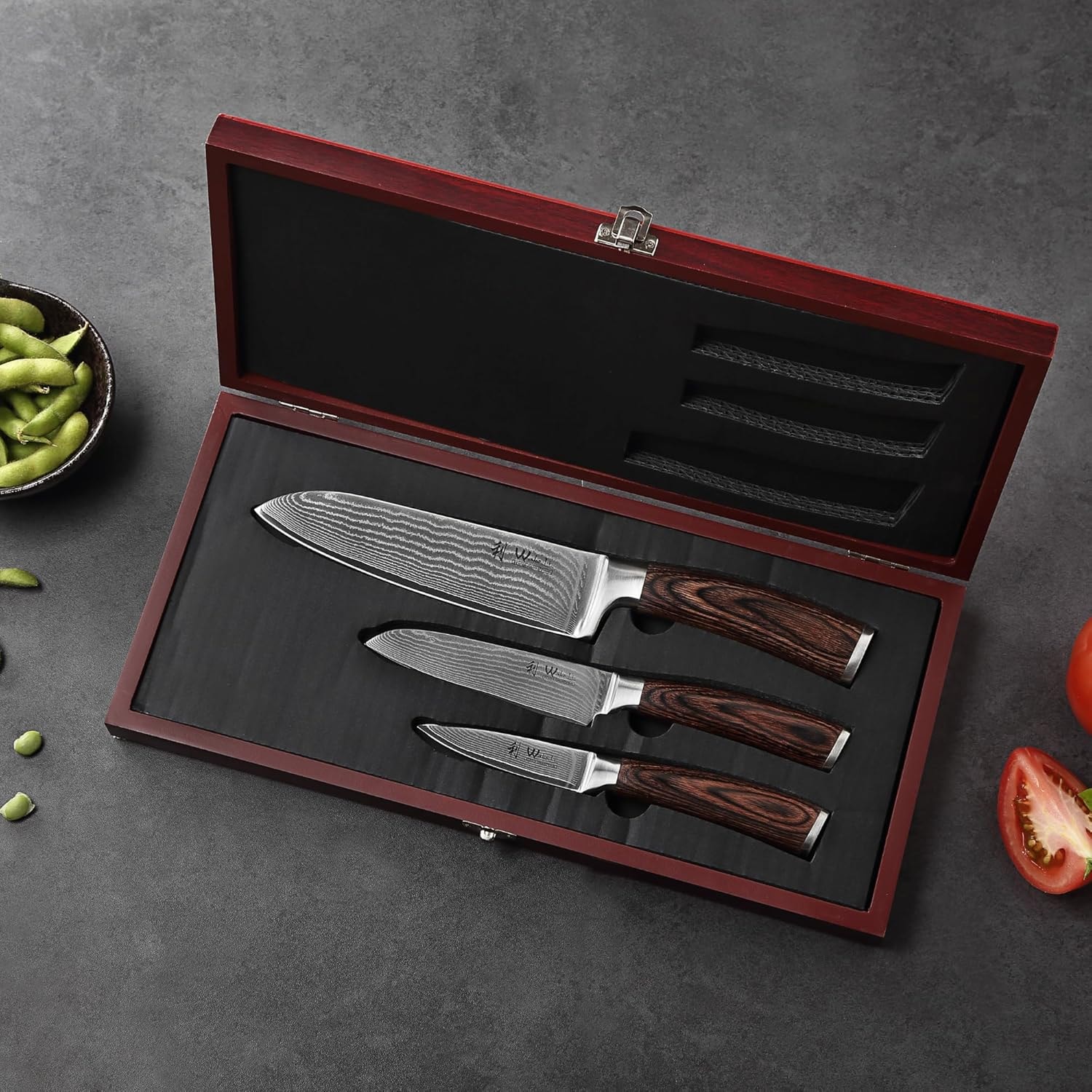Thor Kitchen 3-Piece Damascus Knife Set DS0301P – 6.7 inches – 3pcs-Damascus Kitchen Knife Set – Knife Sets