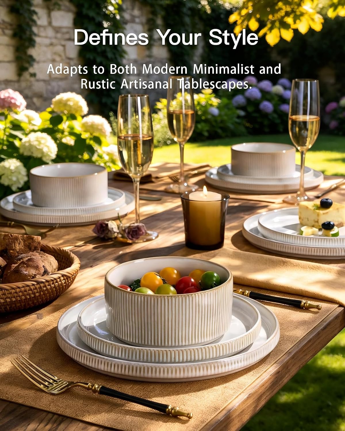 Wudkey 18-Piece White Cappuccino Ceramic Dinnerware Sets – Cappuccino White