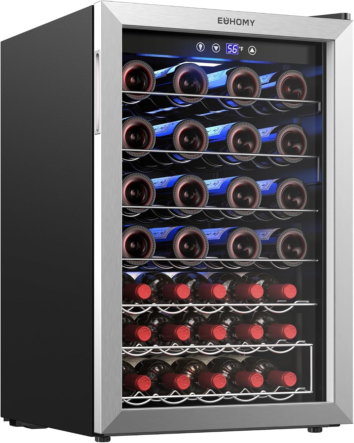 SIMZLIFE - 45 Bottle Wine Cooler Refrigerator,Built-in Wine Fridge wit – 4.5 cubic feet – Silver – Freestanding Wine Cellars