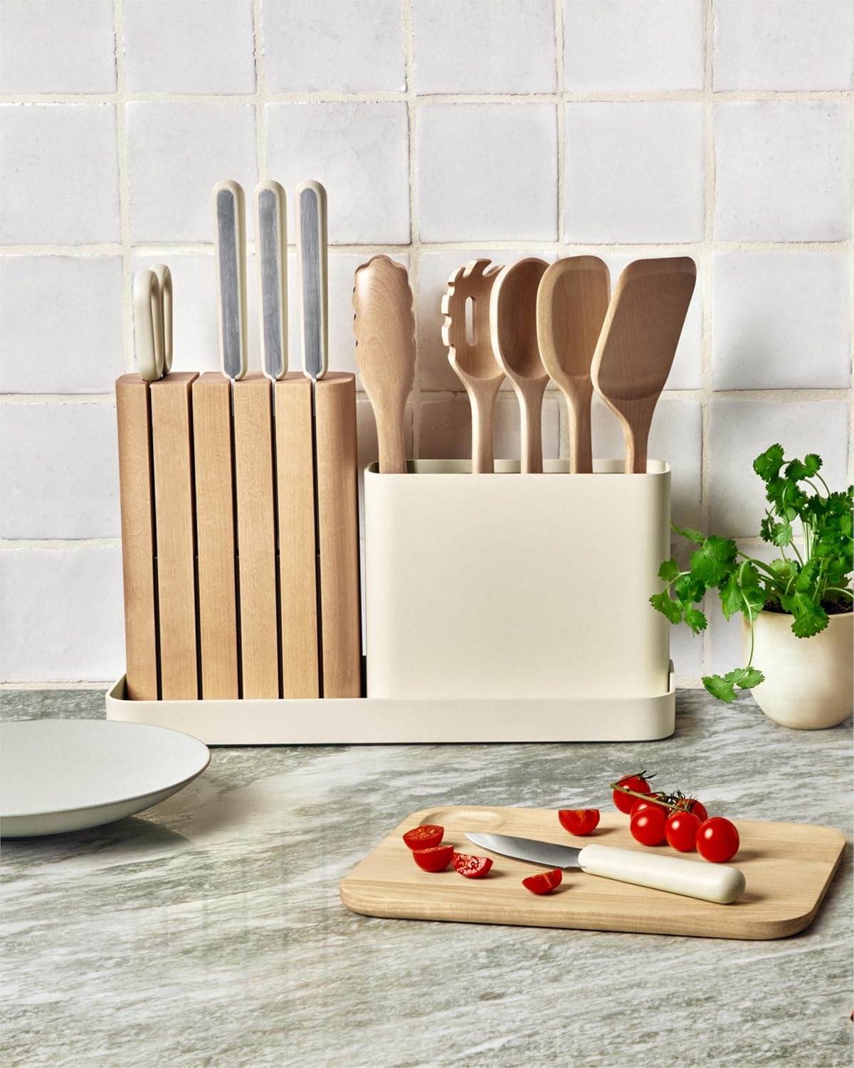 Caraway 14-Piece Knife & Utensil Set – Kitchen Prep Set – Cream – Knife Sets
