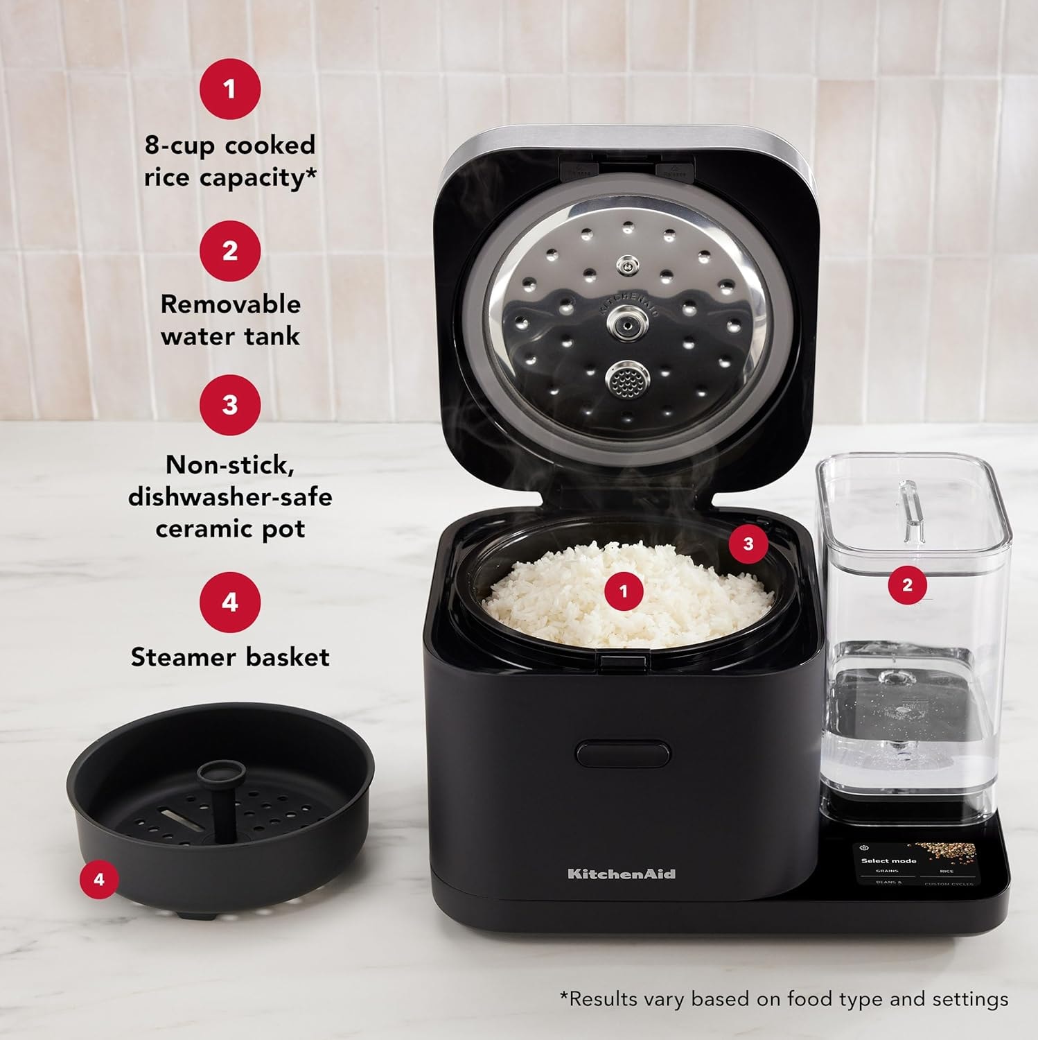 KitchenAid Grain and Rice Cooker KGC3155BM – 8 cups – Black Matte – Rice Cookers