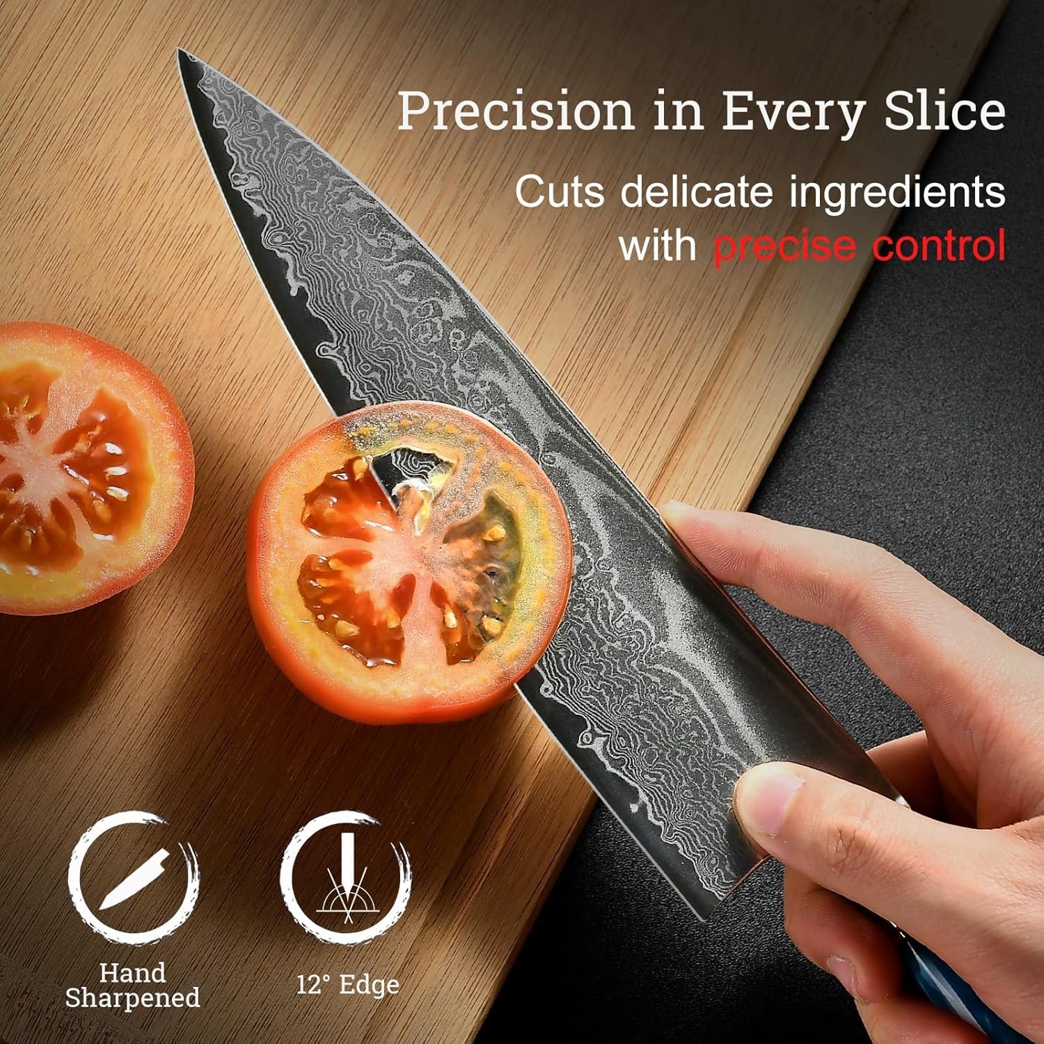 Damascus Knife Set - Damascus kitchen knife set - Damascus chef knife  – 7" – Wood (Classic) – Chef's Knives