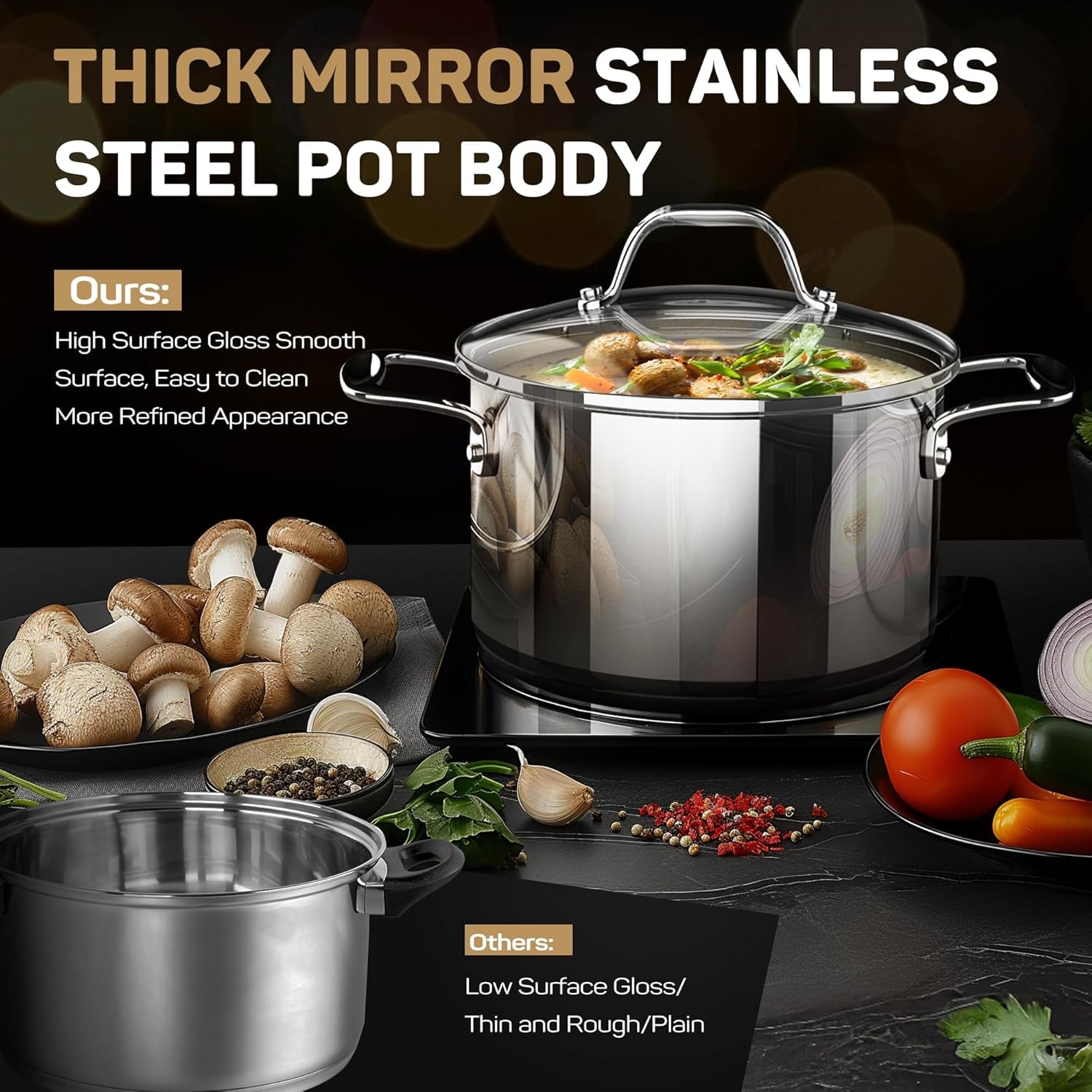 UUDULY 11-Piece Tri-Ply Stainless Steel Induction Cookware Set – Sliver – Cookware Sets