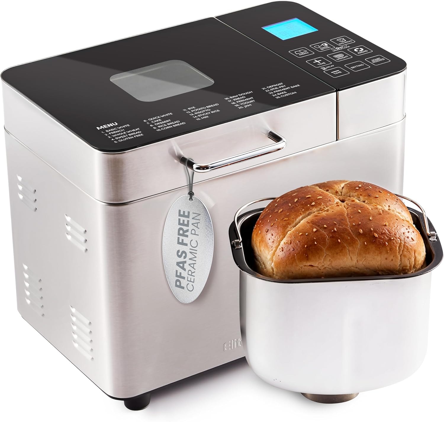 Elite Gourmet Programmable 2-Lb Bread Maker – Stainless Steel – Bread Machines