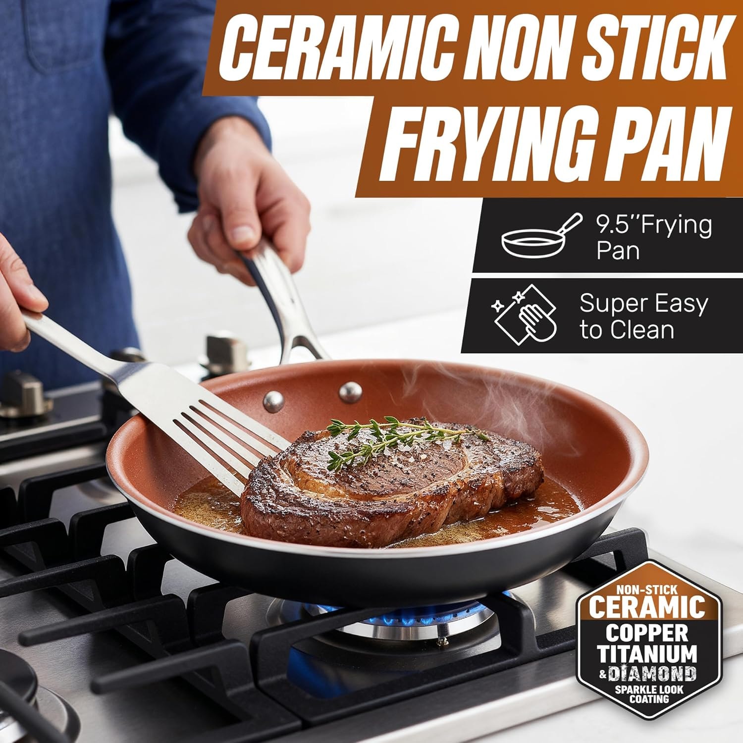 Gotham Steel Hammered Copper Cookware Set – Graphite – Cookware Sets