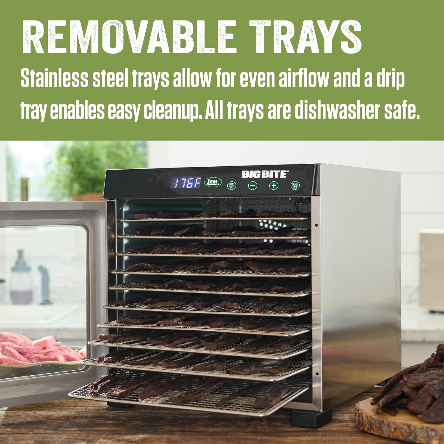 LEM BigBite 10-Tray Stainless Steel Dehydrator – Silver – Dehydrators