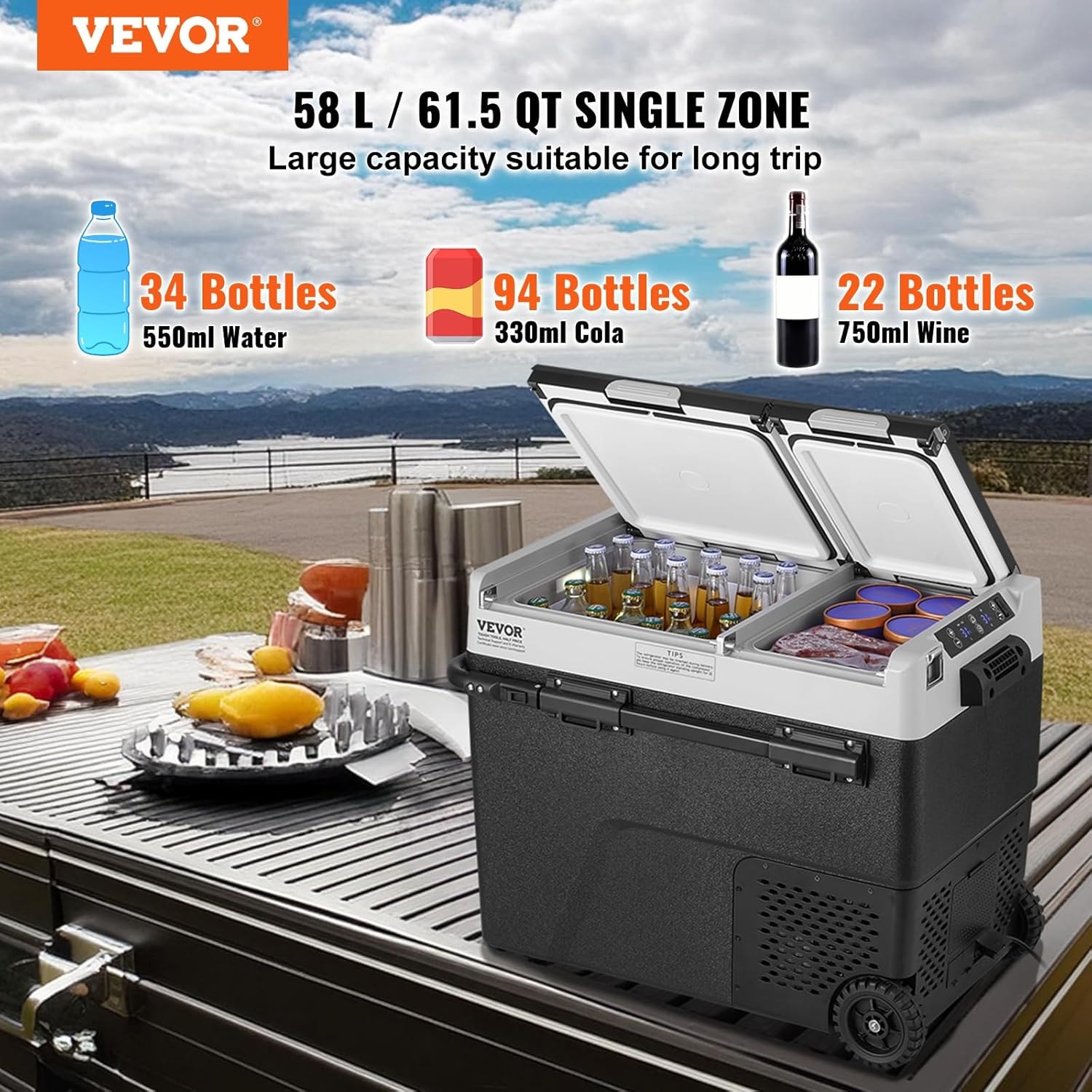 VEVOR 74 QT Portable Cooler – 58 liters – Black – Coolers & Refrigerators