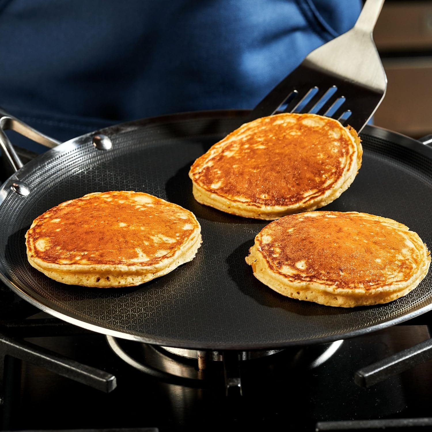 HexClad 12-Inch Hybrid Nonstick Griddle Pan – 0.5 quarts – Stainless Steel Color – Grill Pans