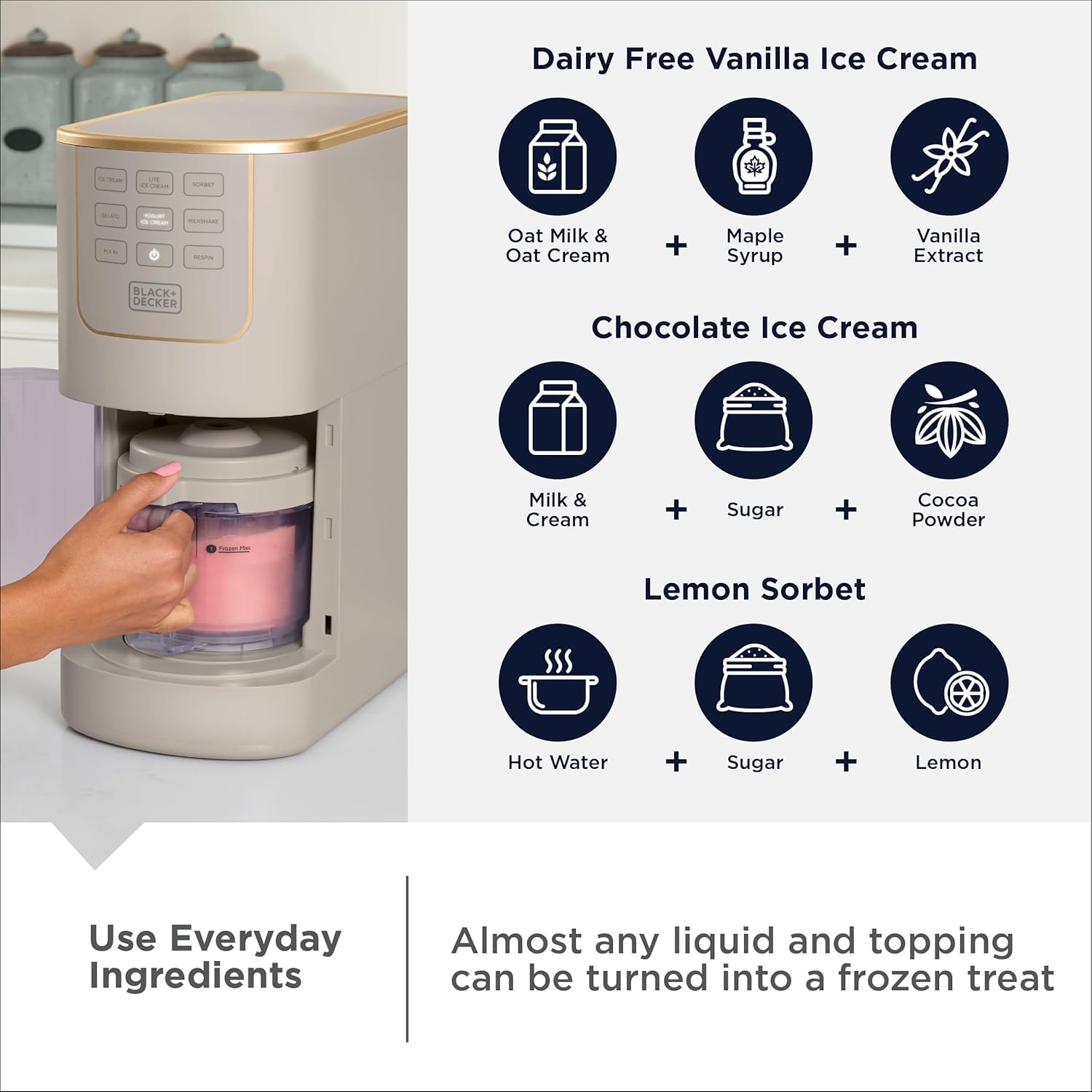 BLACK+DECKER Perfect Pint Ice Cream Maker – 1 pints – Stone – Ice Cream Machines