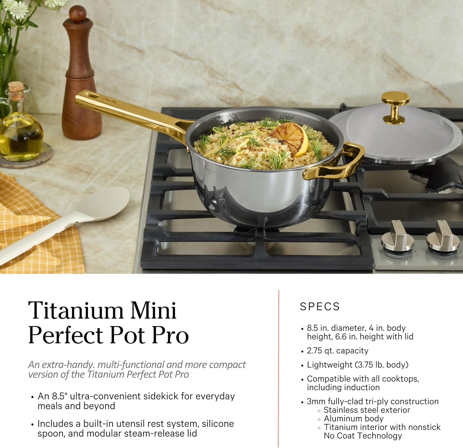 Our Place Titanium Pro 10-Piece Cookware Set – 13.74in x 10.86in x 8.3in – Gold – Cookware Sets