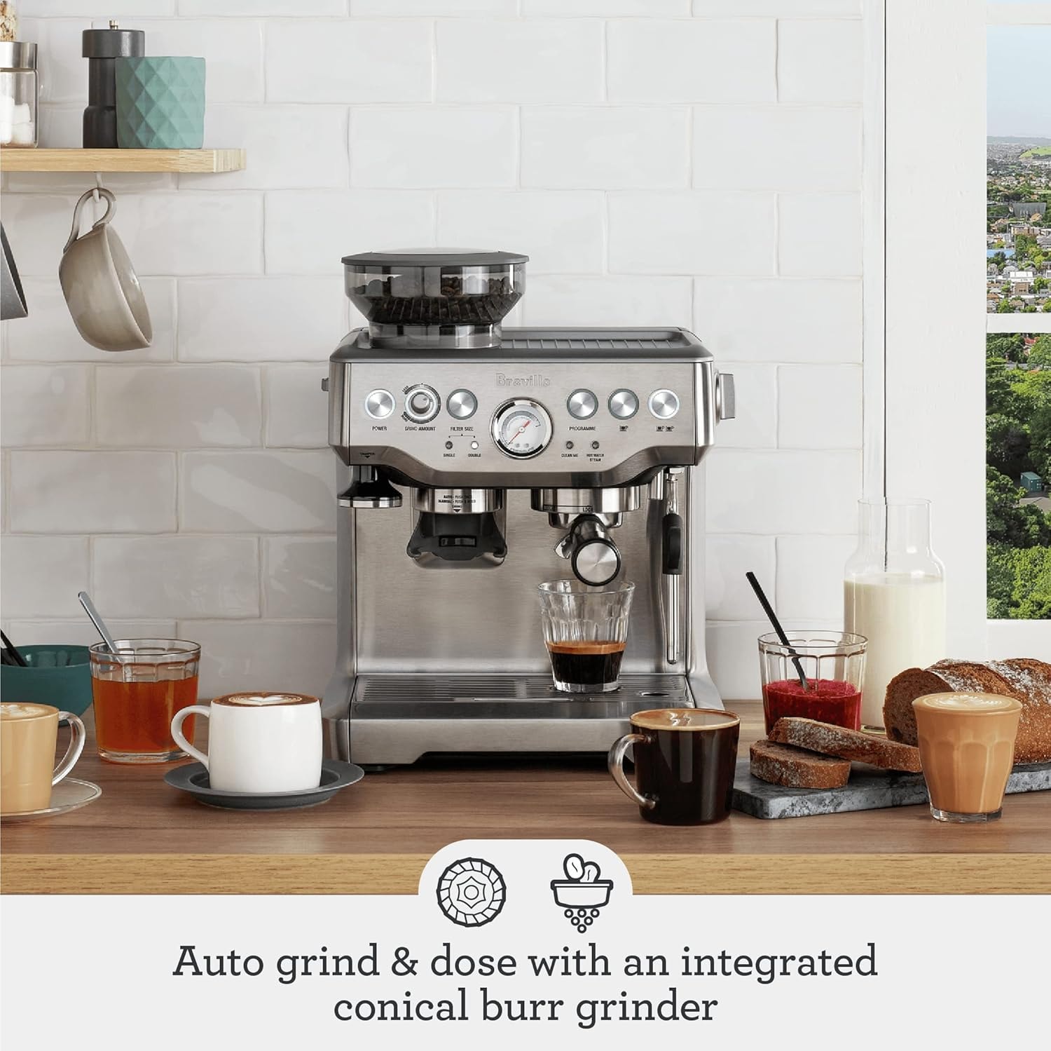Breville Barista Express Manual Espresso Machine BES870A – 1 cups – Brushed Stainless Steel – Semi-Automatic Espresso Machines