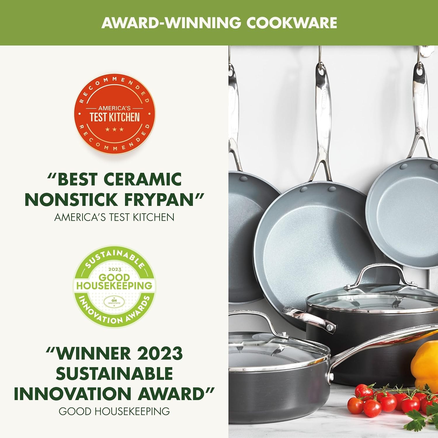 GreenPan Valencia Pro Ceramic Nonstick Cookware Set – Gray – Cookware Sets