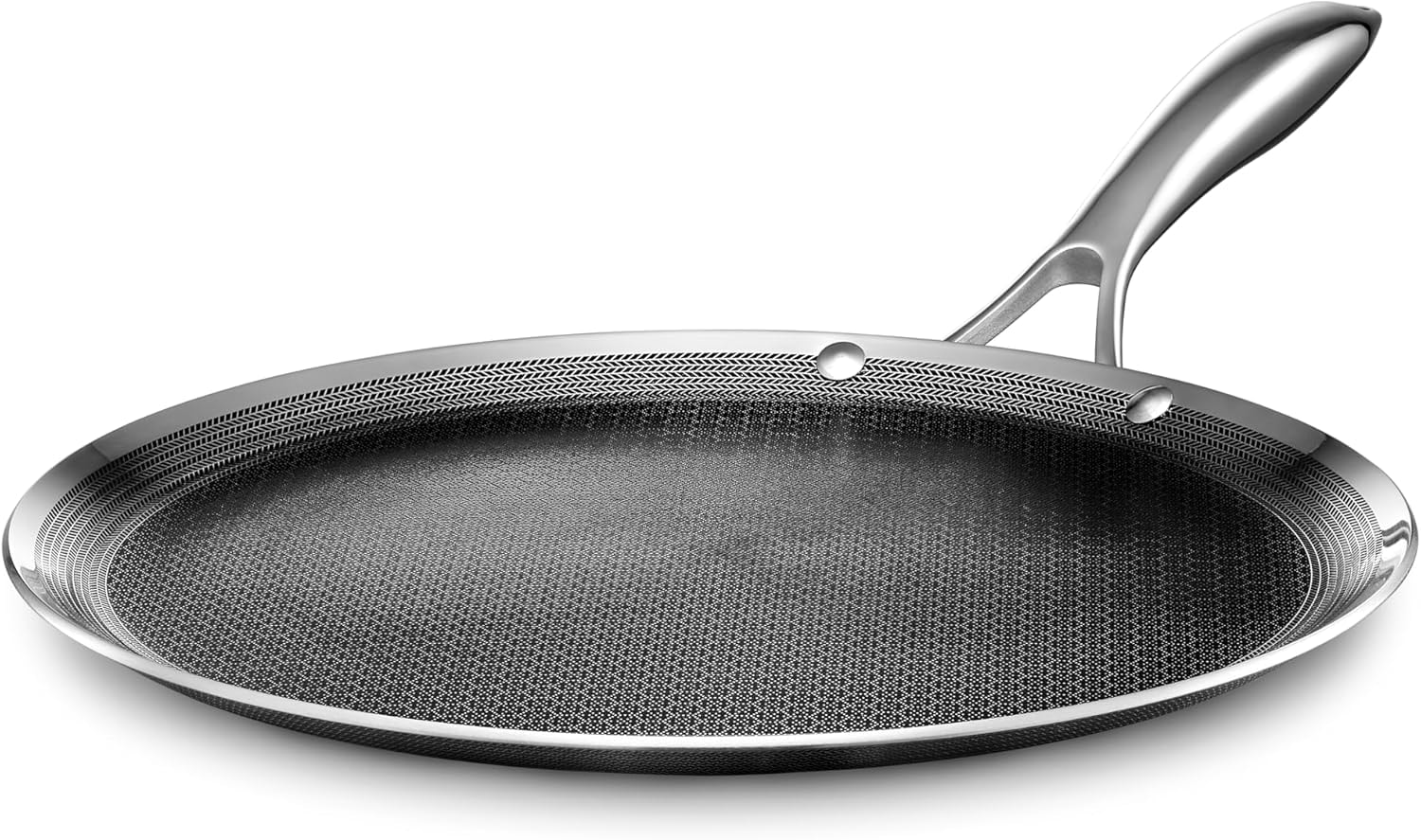 HexClad 12-Inch Hybrid Nonstick Griddle Pan – 0.5 quarts – Stainless Steel Color – Grill Pans