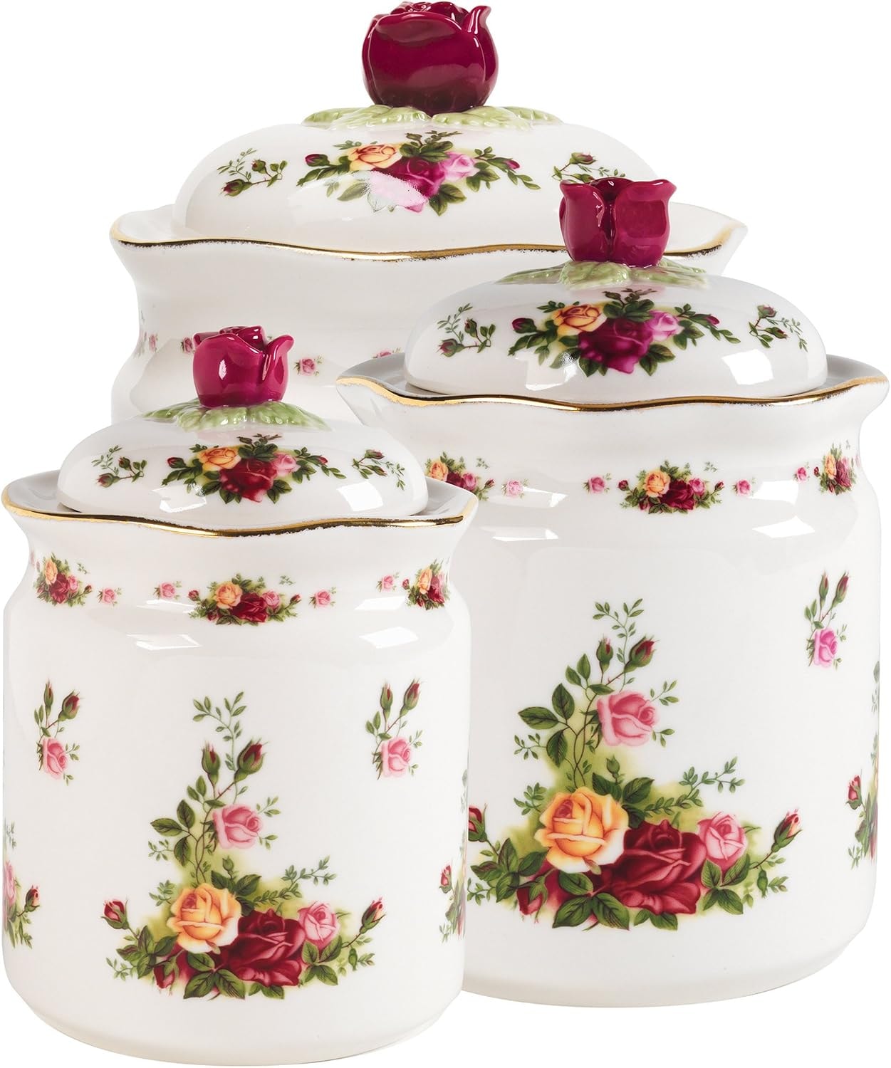 Royal Albert Old Country Roses Canisters Set of 3 – Multicolor – Food Jars & Canisters