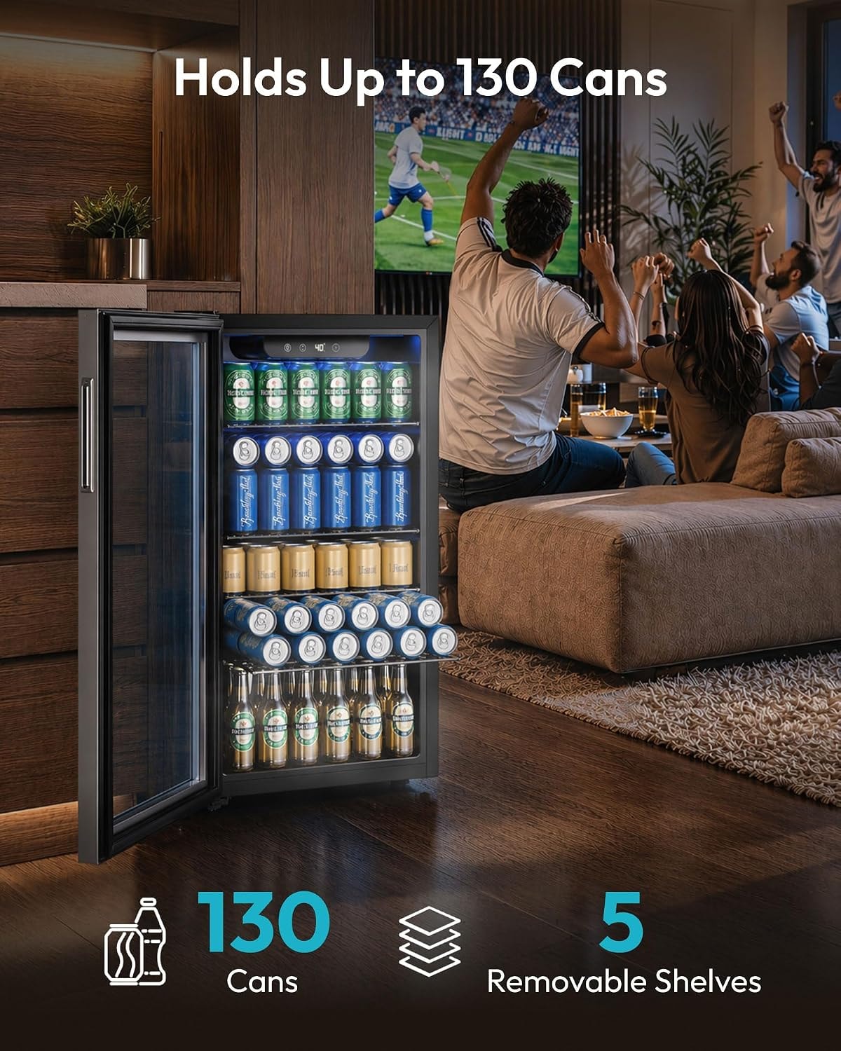 SIMZLIFE - 130 Can Beverage Refrigerator and Cooler with Glass Door fo – Beverage Refrigerators