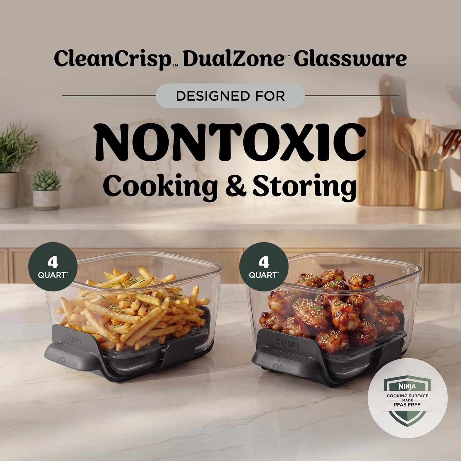 Ninja Crispi DualZone Glass Countertop Air Fryer – 8 quarts – Vista Green – Air Fryers