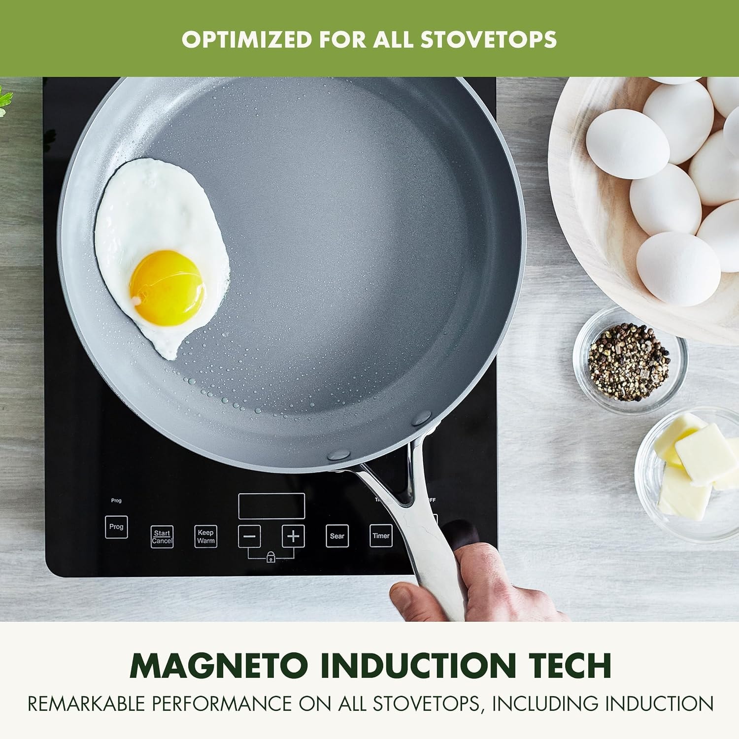 GreenPan Valencia Pro Ceramic Nonstick Frypan Set – 8 cups – Gray – Skillets
