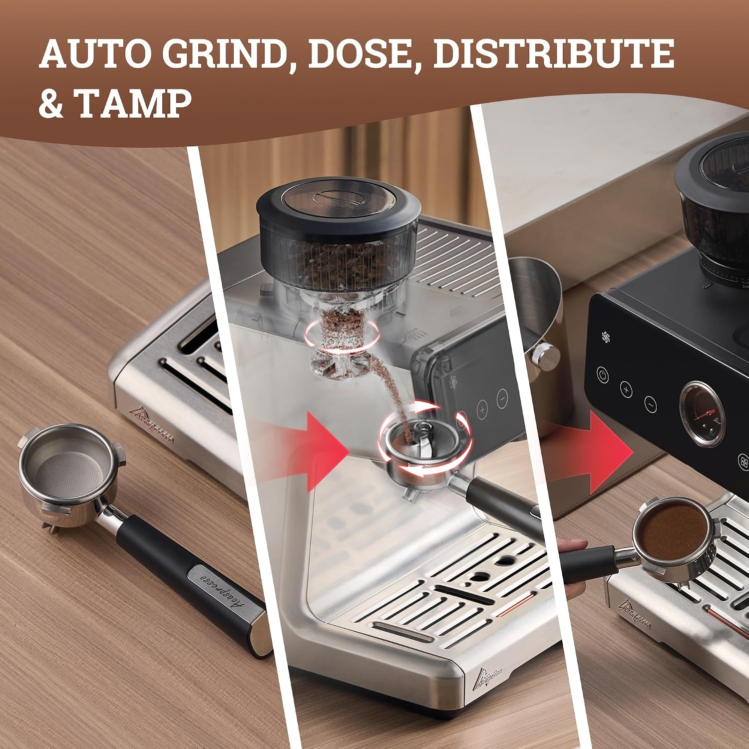 Acaspresso Espresso Machine with Grinder – Stainless Steel – Semi-Automatic Espresso Machines