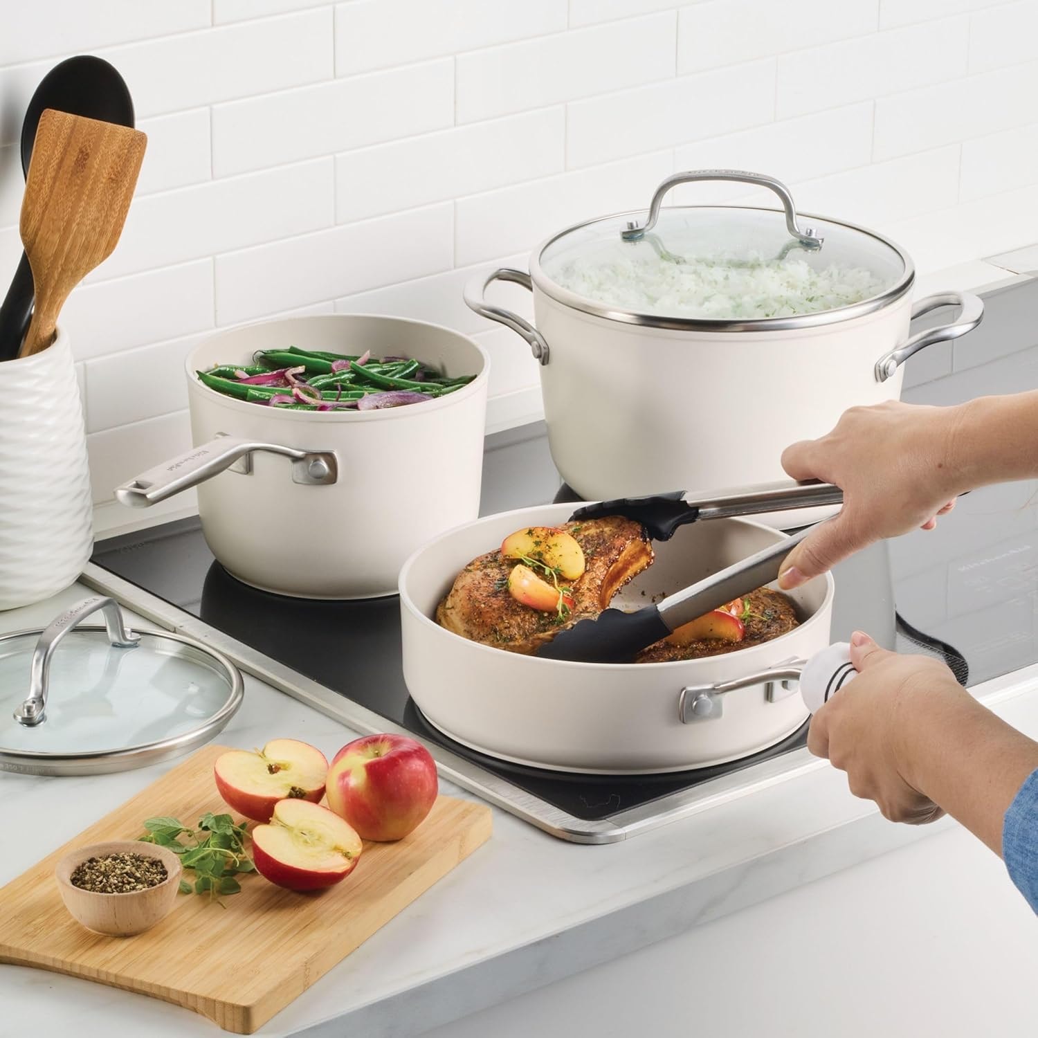 KitchenAid Hard Anodized Ceramic Induction Cookware Set – Porcelain – Cookware Sets