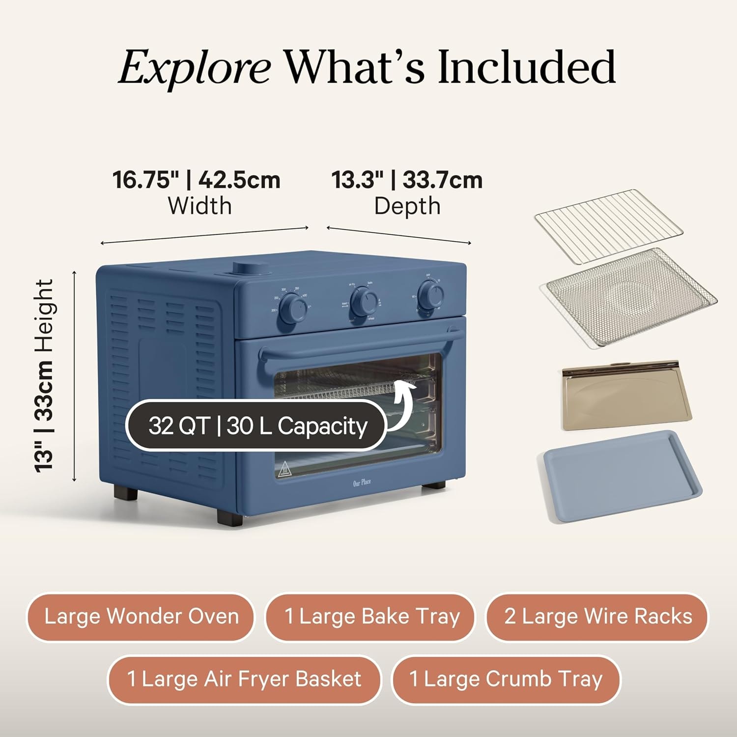 Our Place Large Wonder Oven – 30 liters – Blue Salt – Toaster Ovens
