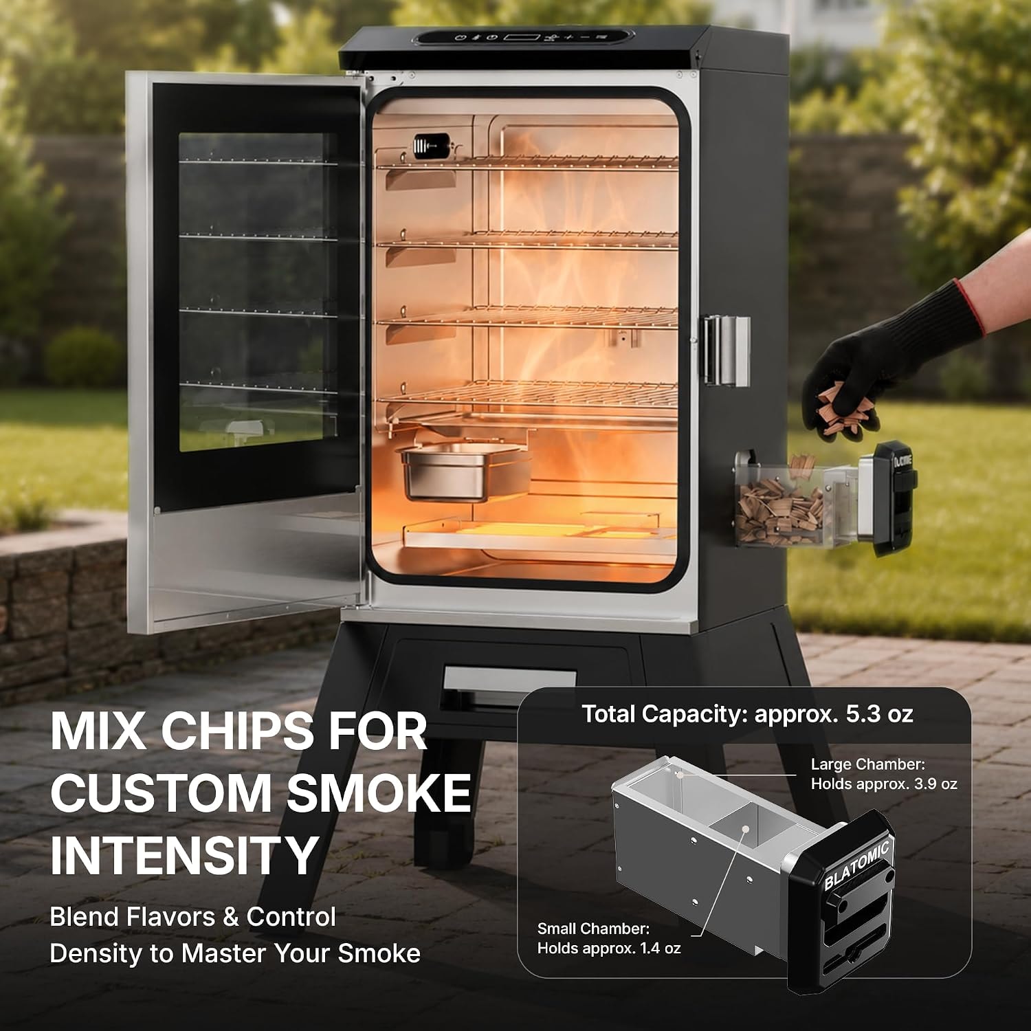 30 inch Electric Smoker with Built-in Meat Probe, Elevated Stand, Vert – Black – Smokers