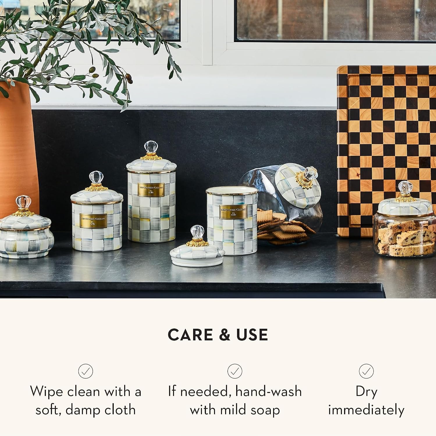 Check Canister MacKenzie-Childs – Sterling Check – Food Jars & Canisters