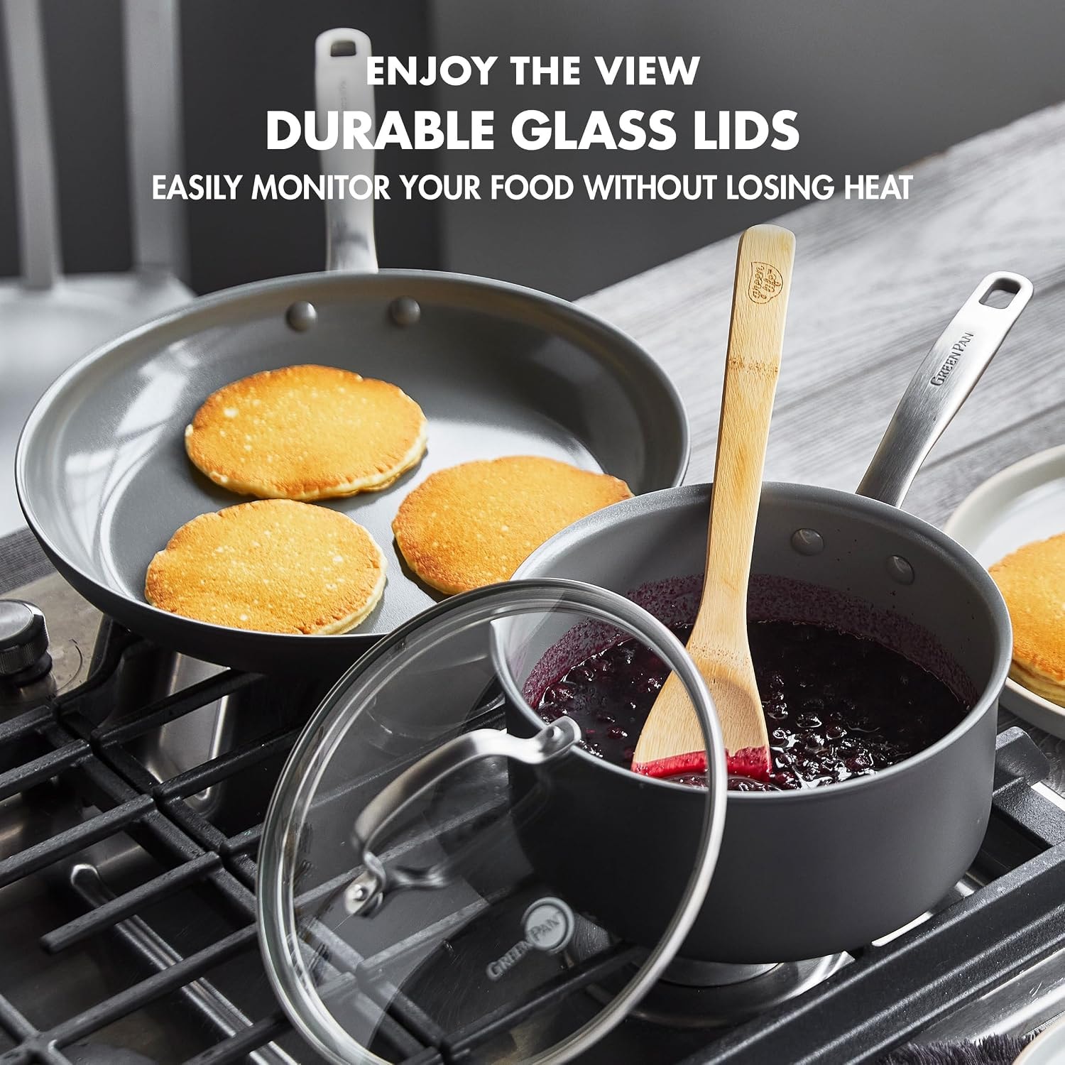 GreenPan Chatham Ceramic Nonstick 10-Piece Cookware Set – 5 liters – Gray – Cookware Sets