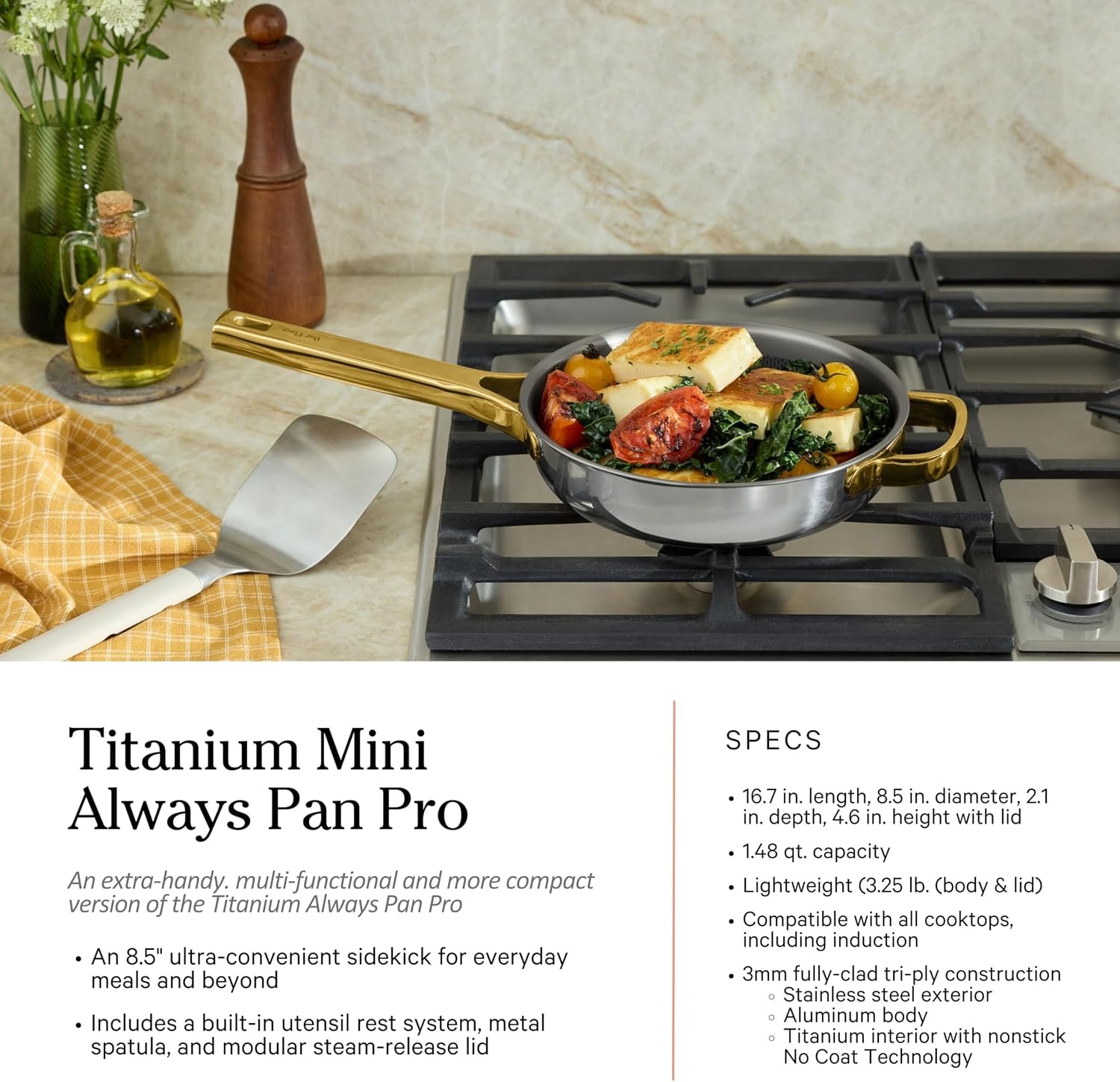 Our Place Titanium Pro 10-Piece Cookware Set – 13.74in x 10.86in x 8.3in – Gold – Cookware Sets