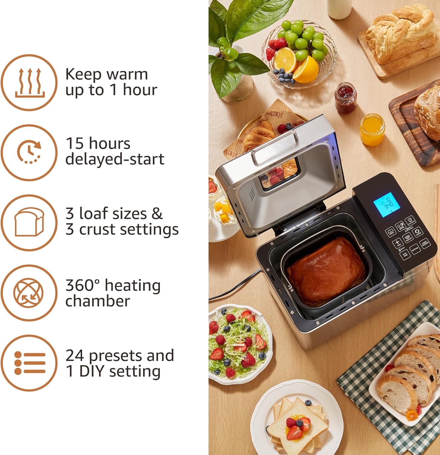 Elite Gourmet Programmable 2-Lb Bread Maker – Stainless Steel – Bread Machines