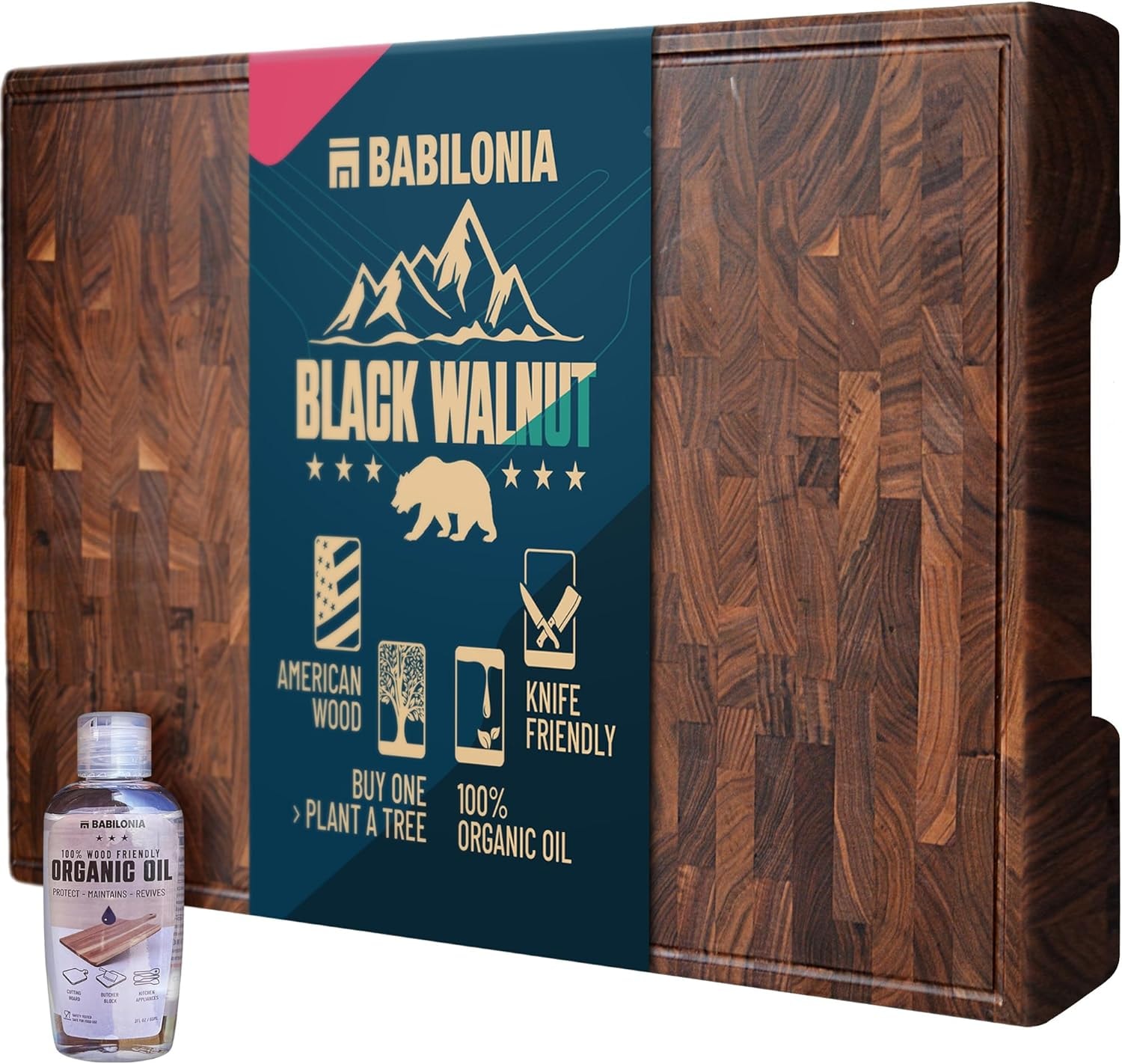 Large End Grain Walnut Wood Cutting Board Walnut 18x12x1.25" / Design  – 24"L x 15"W – Black Walnut – Cutting Boards