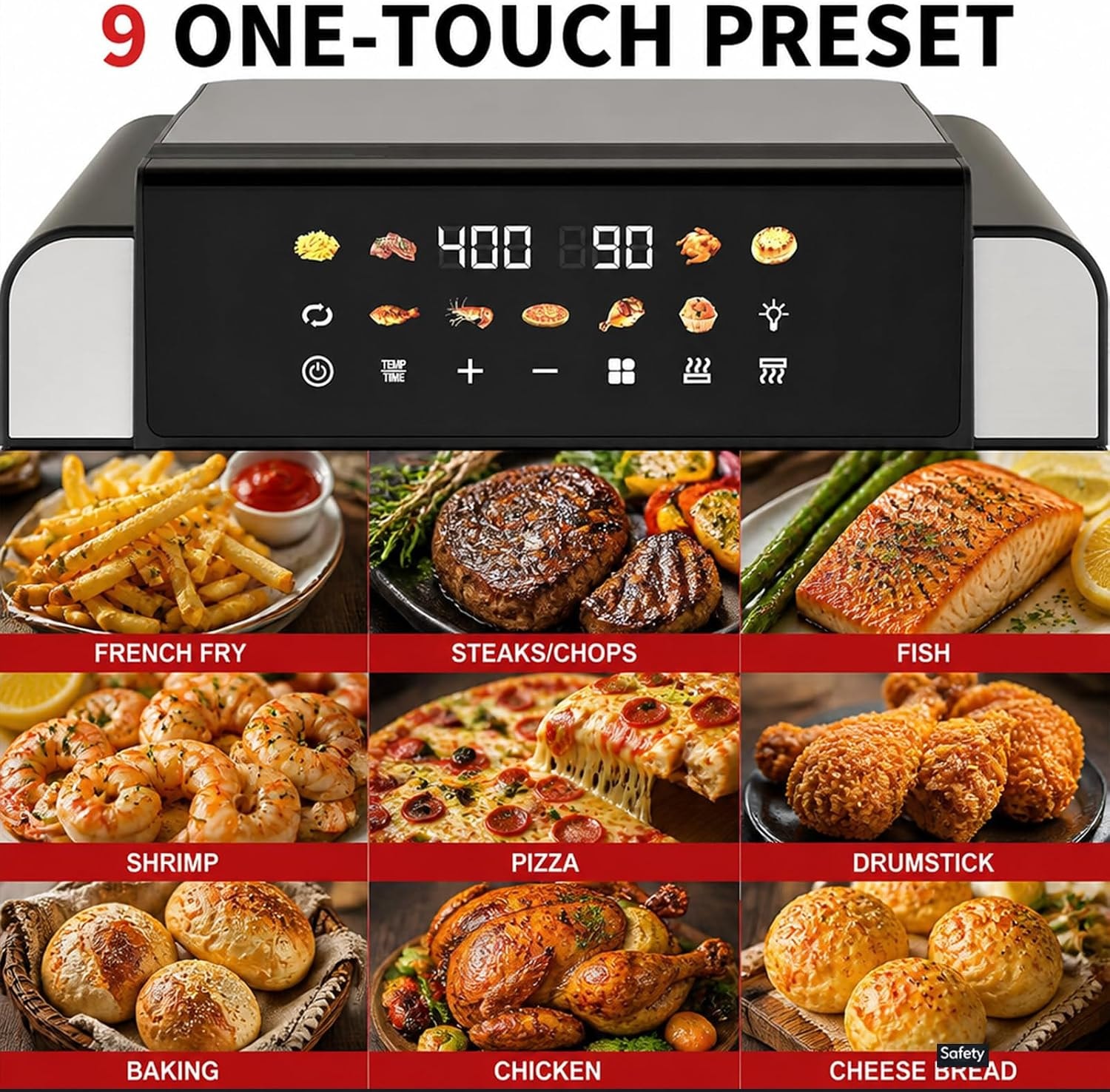 VonShef 18L 1500W Air Fryer Oven – 16 quarts – Black – Toaster Ovens