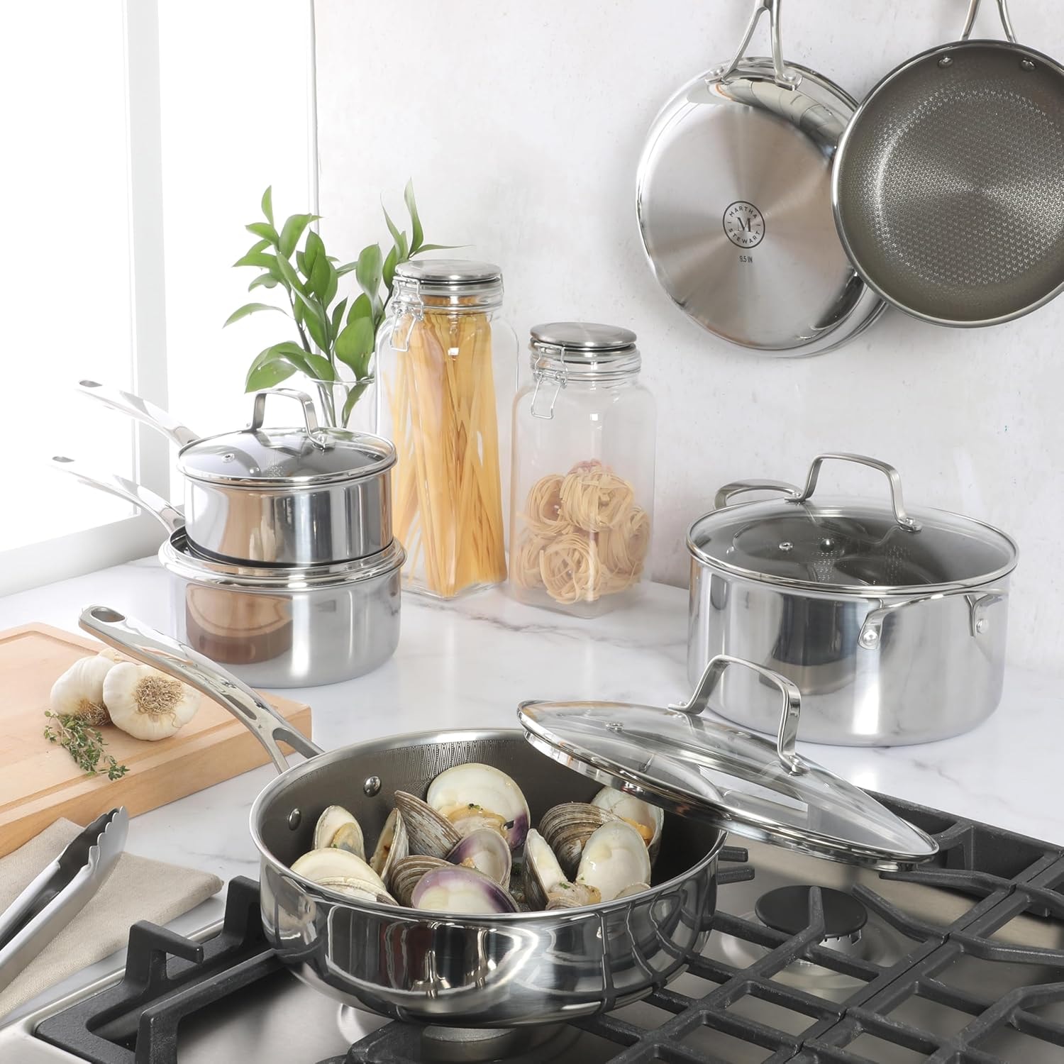 Martha Stewart Badgley 10 Piece TriPly Stainless Steel Pots and Pans N – 2.25 quarts – Cookware Sets