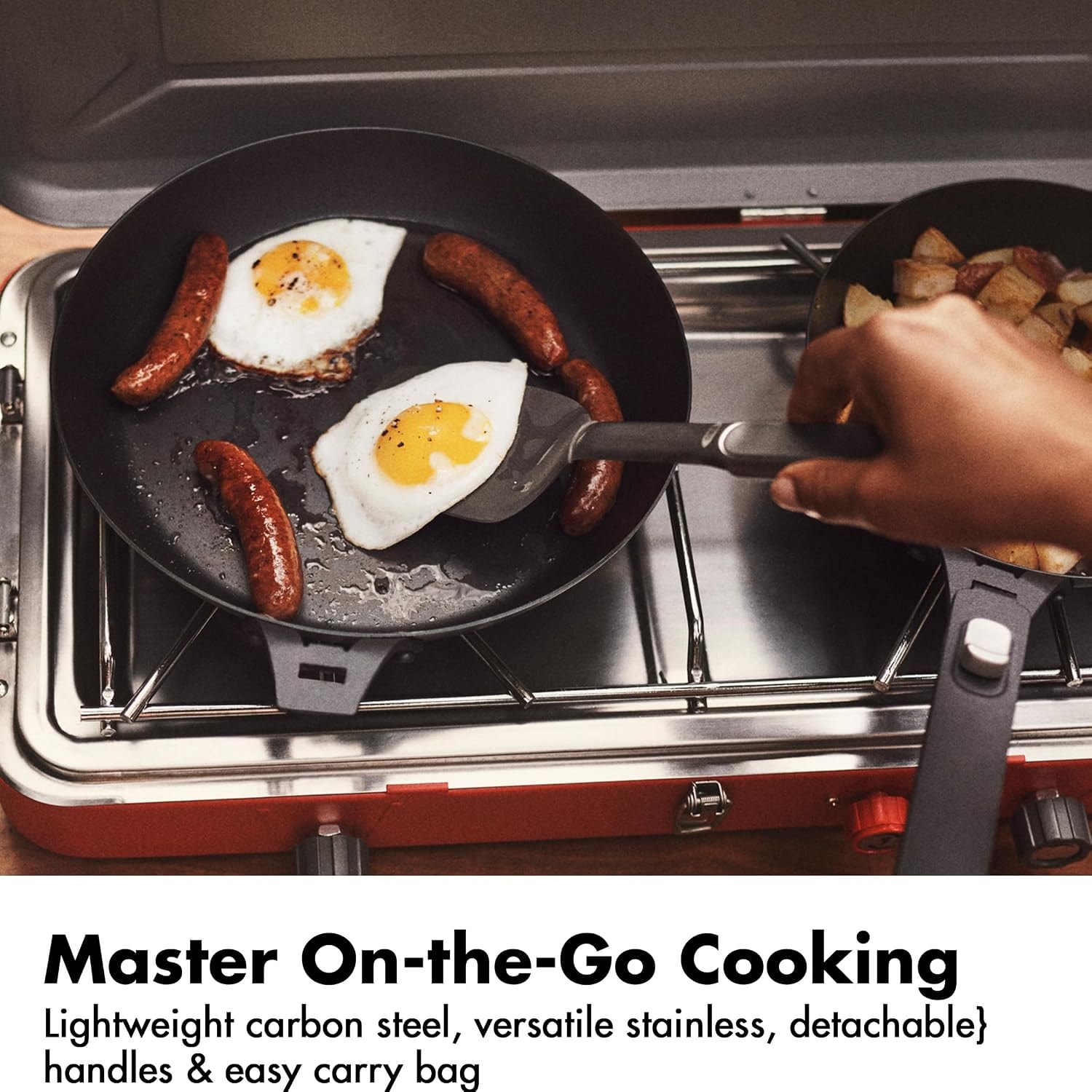 OXO Outdoor Camp Cookware Set with Travel Bag – 2.27 liters – Stainless Steel, Black – Cookware Sets