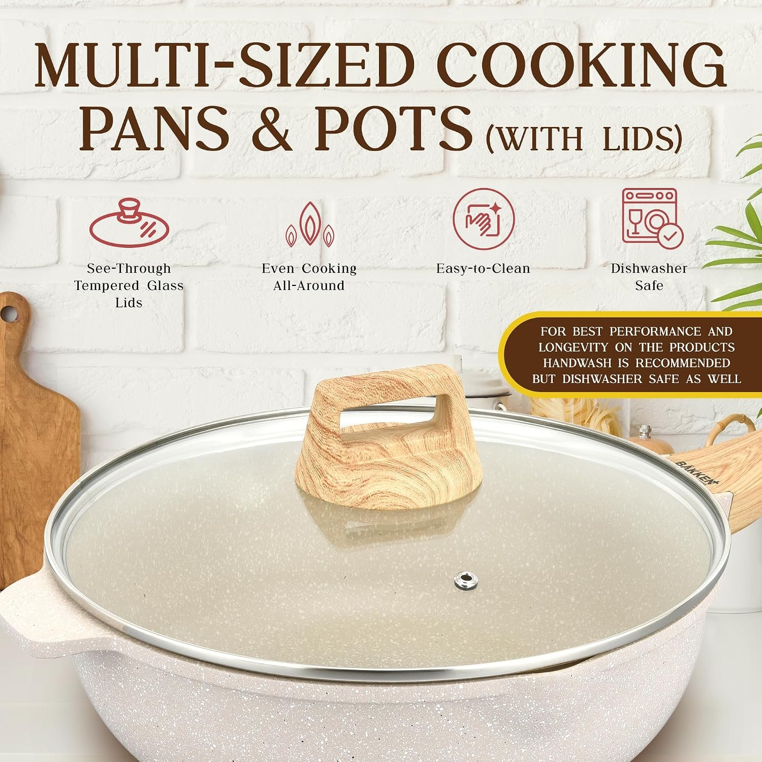 Bakken Swiss 23-Piece Nonstick Cookware & Bakeware Set – 20 Pieces – Cream – Cookware Sets