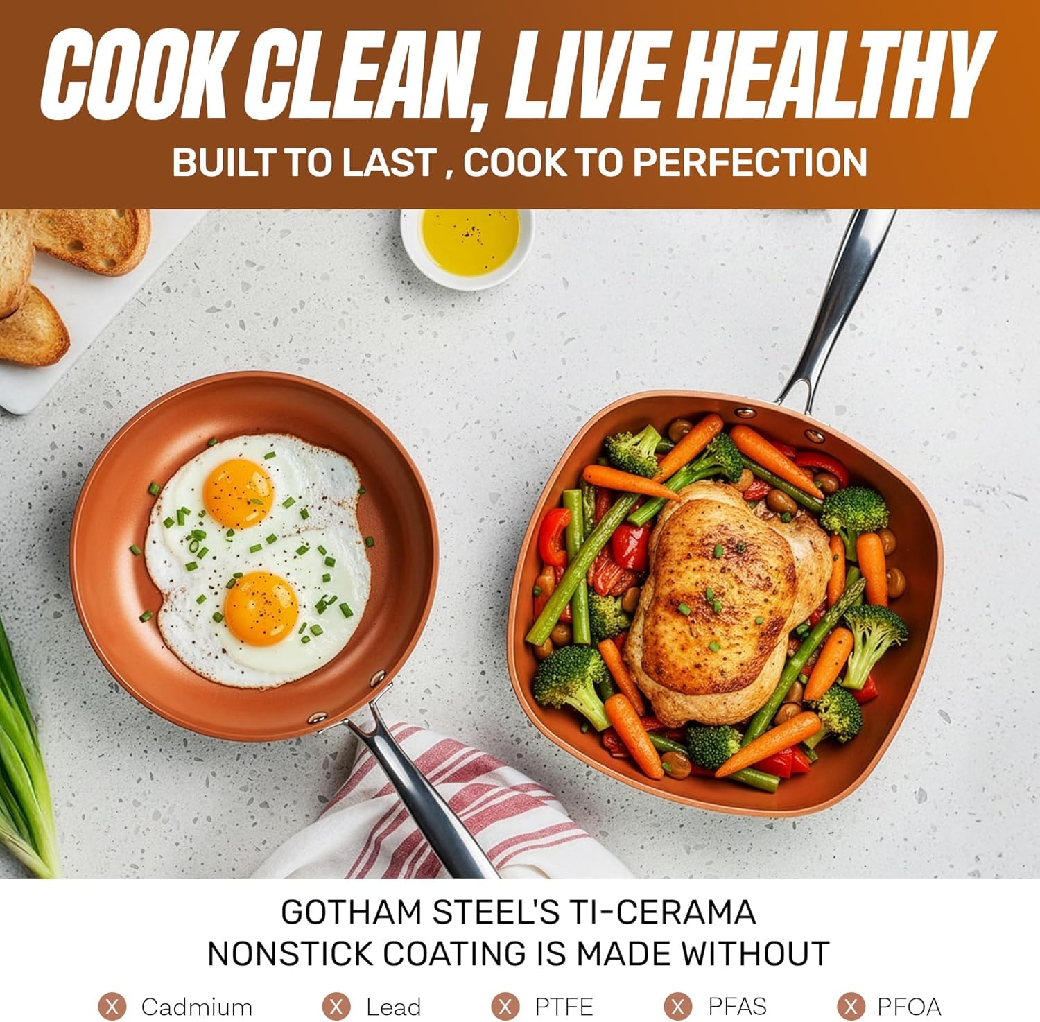 Gotham Steel Hammered Copper Cookware Set – Graphite – Cookware Sets