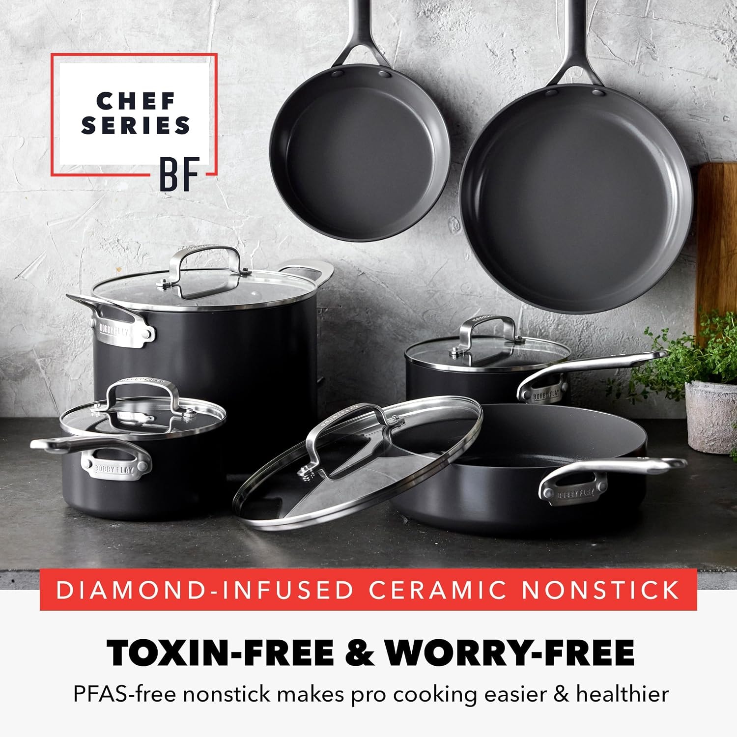 GreenPan Bobby Flay Chef Series Hard Anodized 10-Piece Cookware Set – Black – Cookware Sets