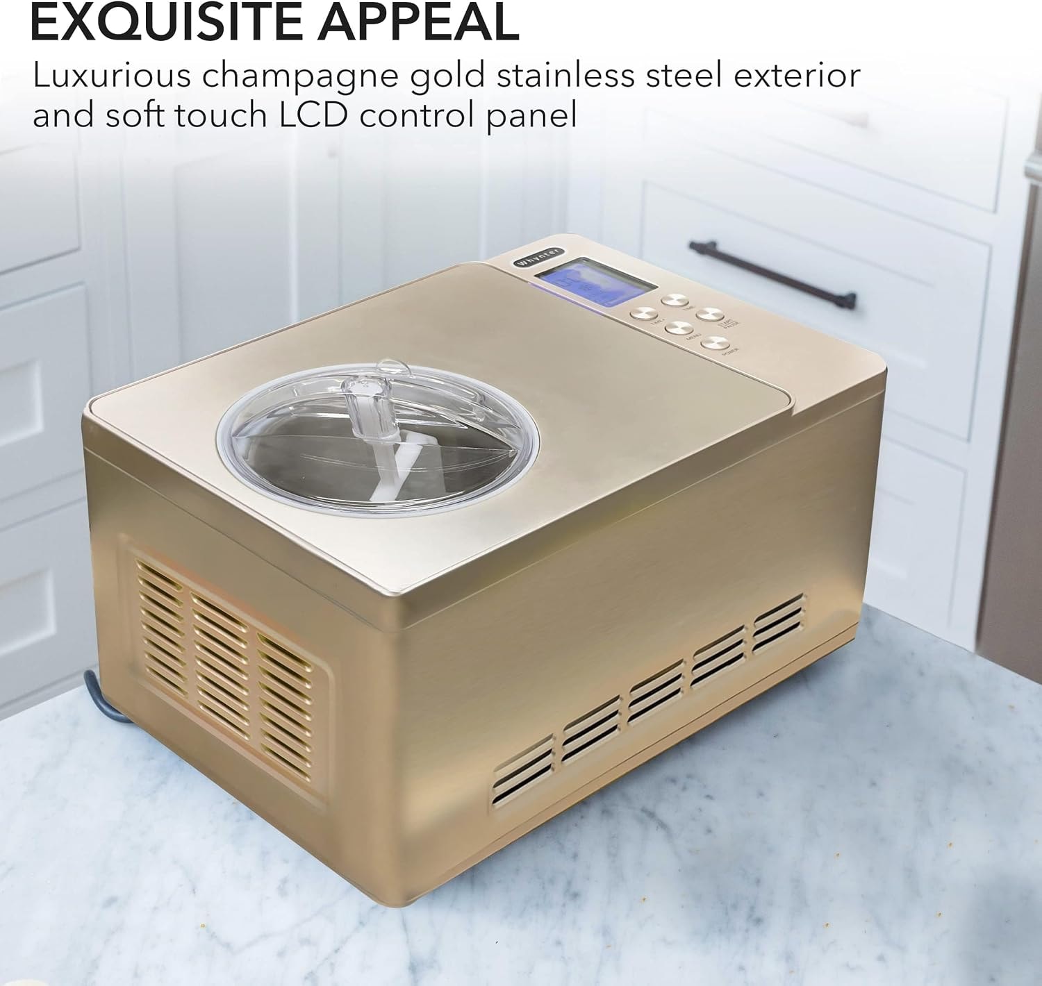 Whynter Ice Cream Maker ICM-220CGY – 2 quarts – Champagne Gold – Ice Cream Machines