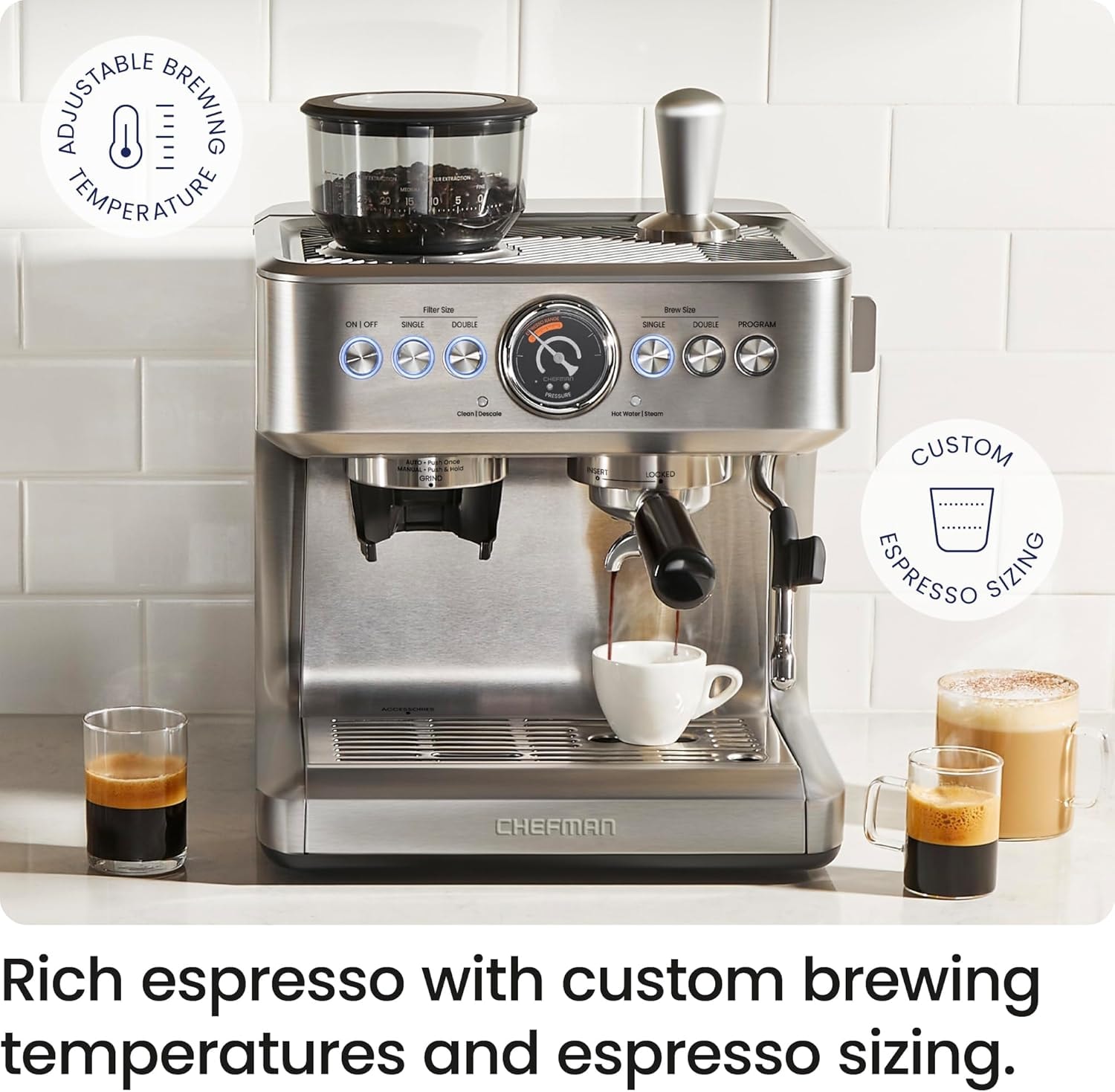 30-Piece Espresso Machine – 3 liters – Stainless Steel – Semi-Automatic Espresso Machines
