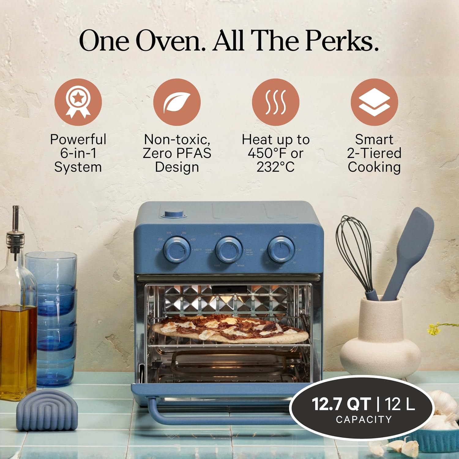 Our Place Wonder Oven 6-in-1 Air Fryer Toaster Oven – 12.7 quarts – Blue Salt – Toaster Ovens